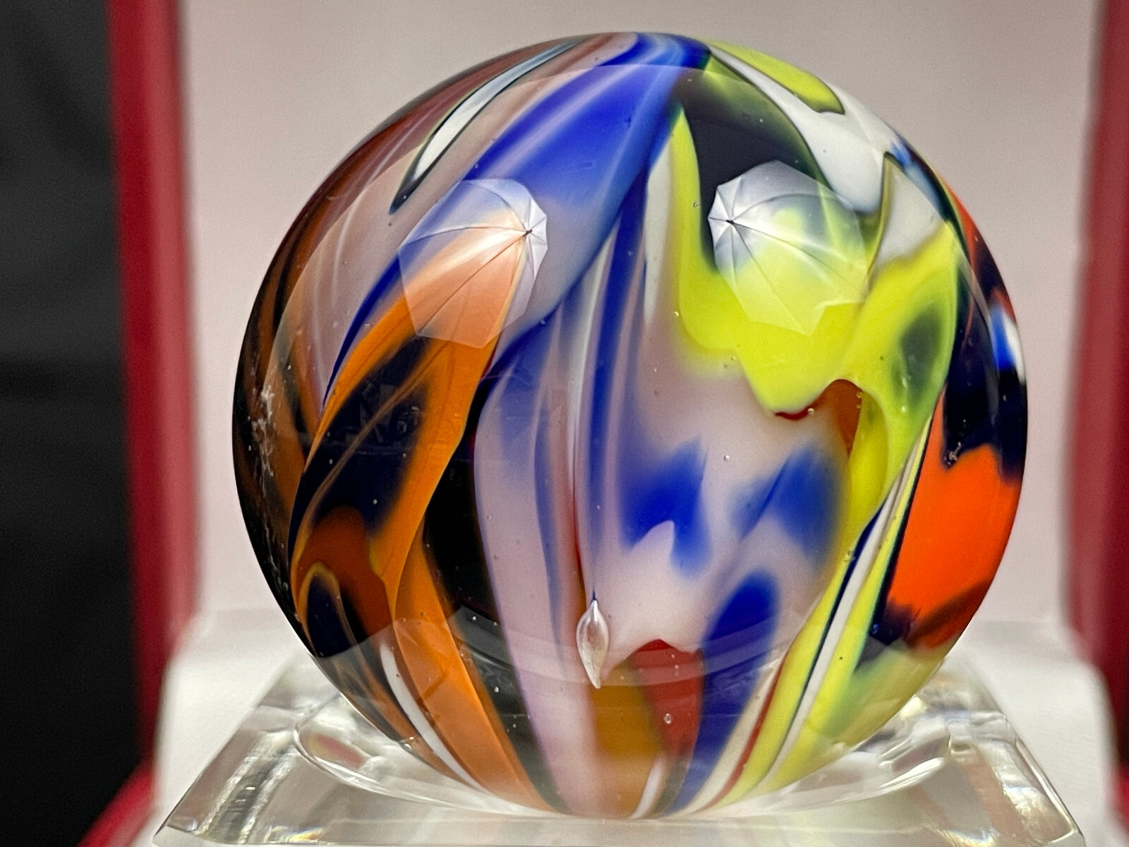Rick Davis Glass Art Marble 1.49″ Signed #26