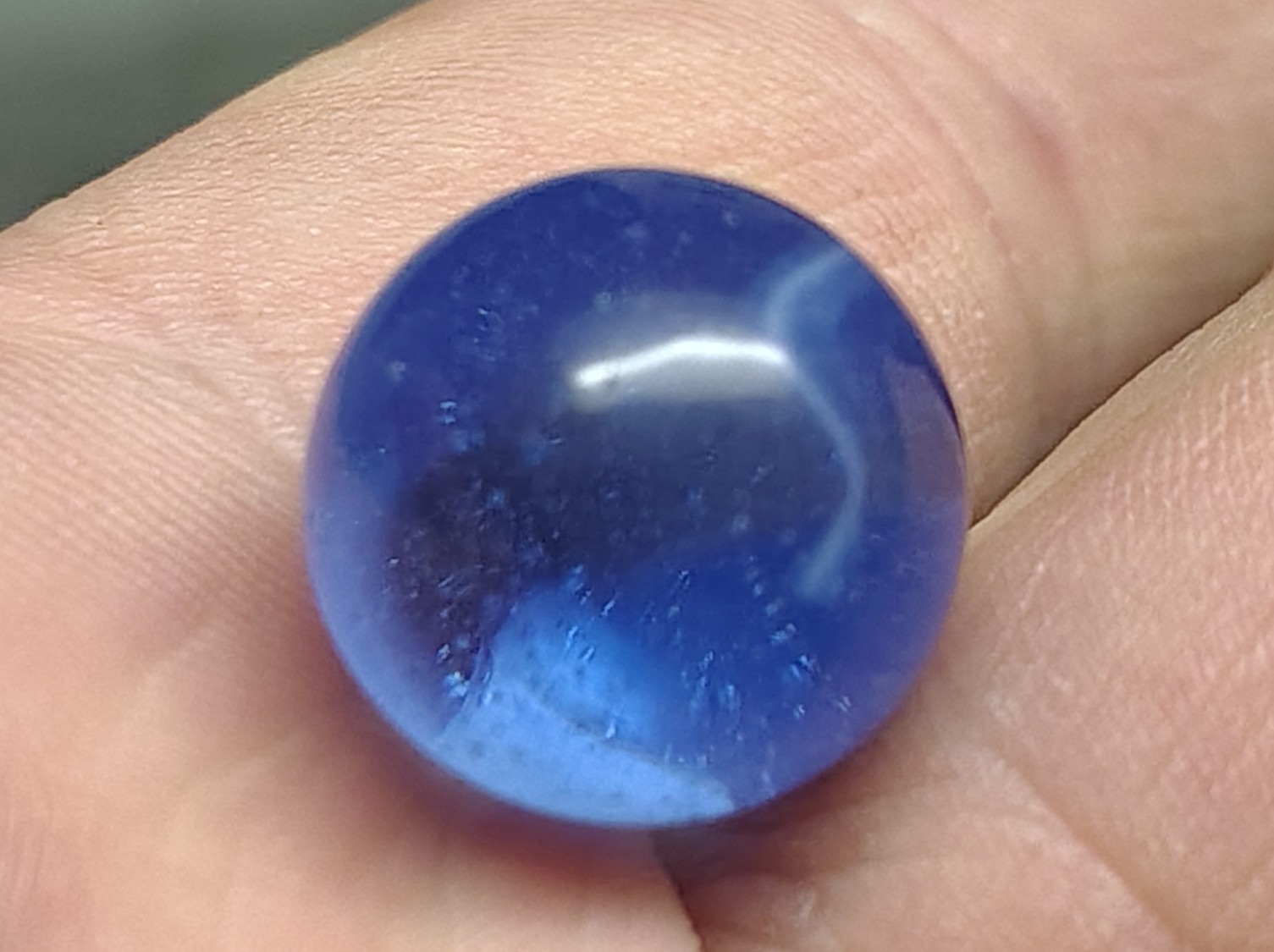 Vintage Sapphire Blue WV Swirl Marble 0.61″ Translucent Lots Of Tiny Bubbles NM