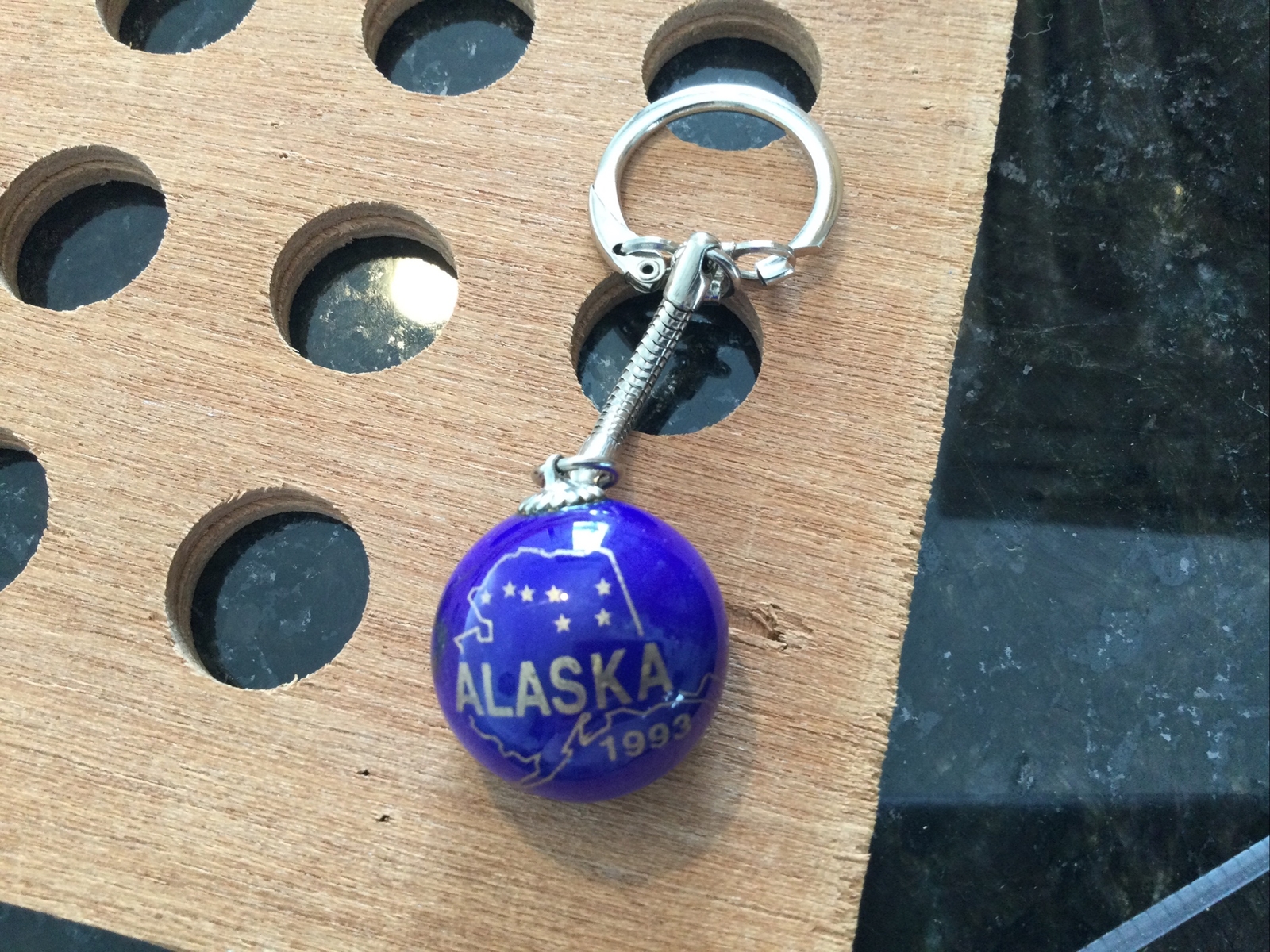 VINTAGE | “Alaska 1993” KeyChain | Blue and Gold | 1993