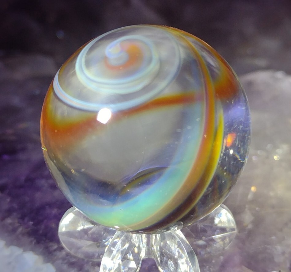 1.08″ CONTEMPORARY ART MARBLES -SPIRAL- NM LOOK