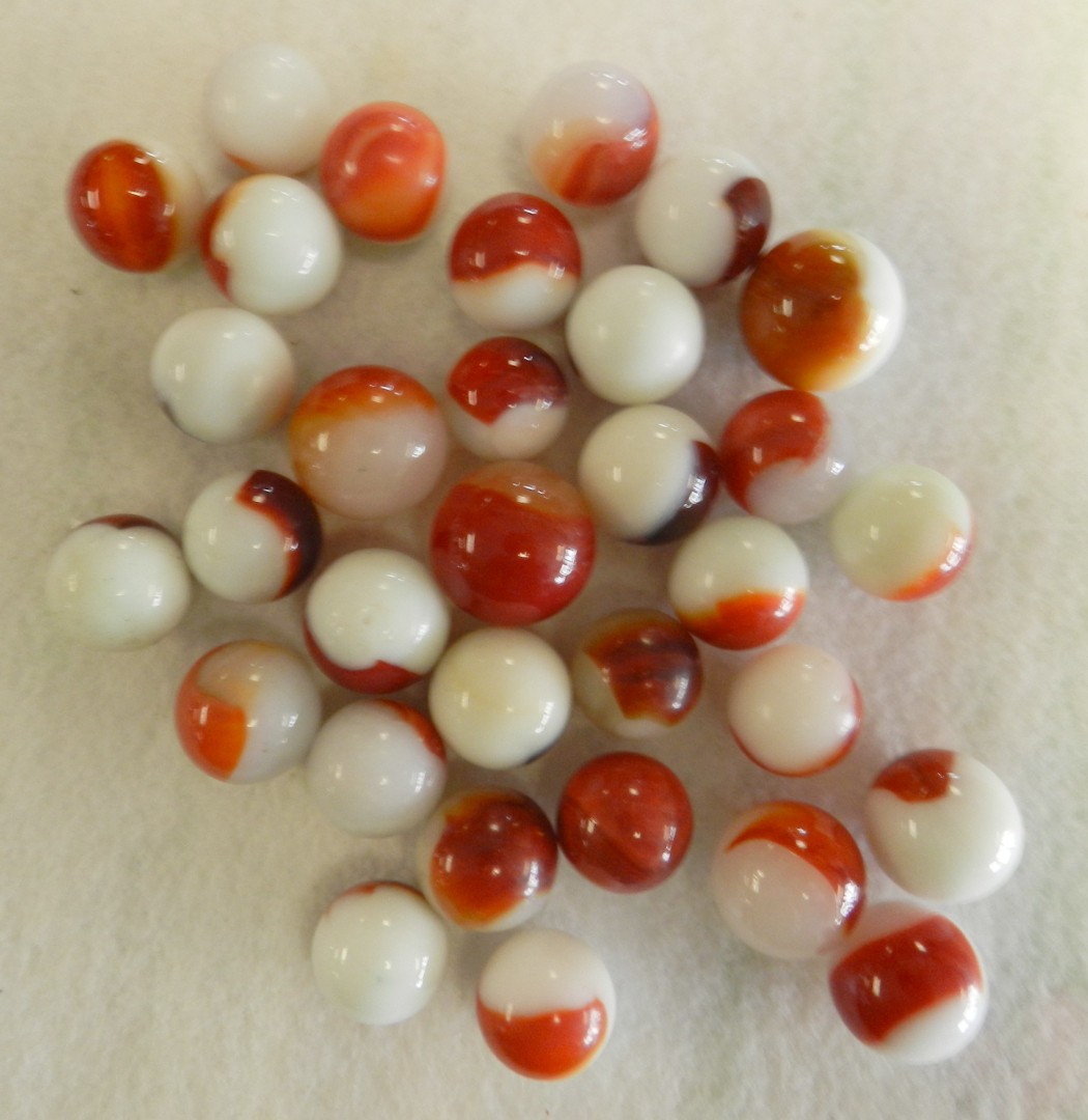 #20945m Vintage Group or Bulk Lot of 30 Mixed Company Patch Marbles