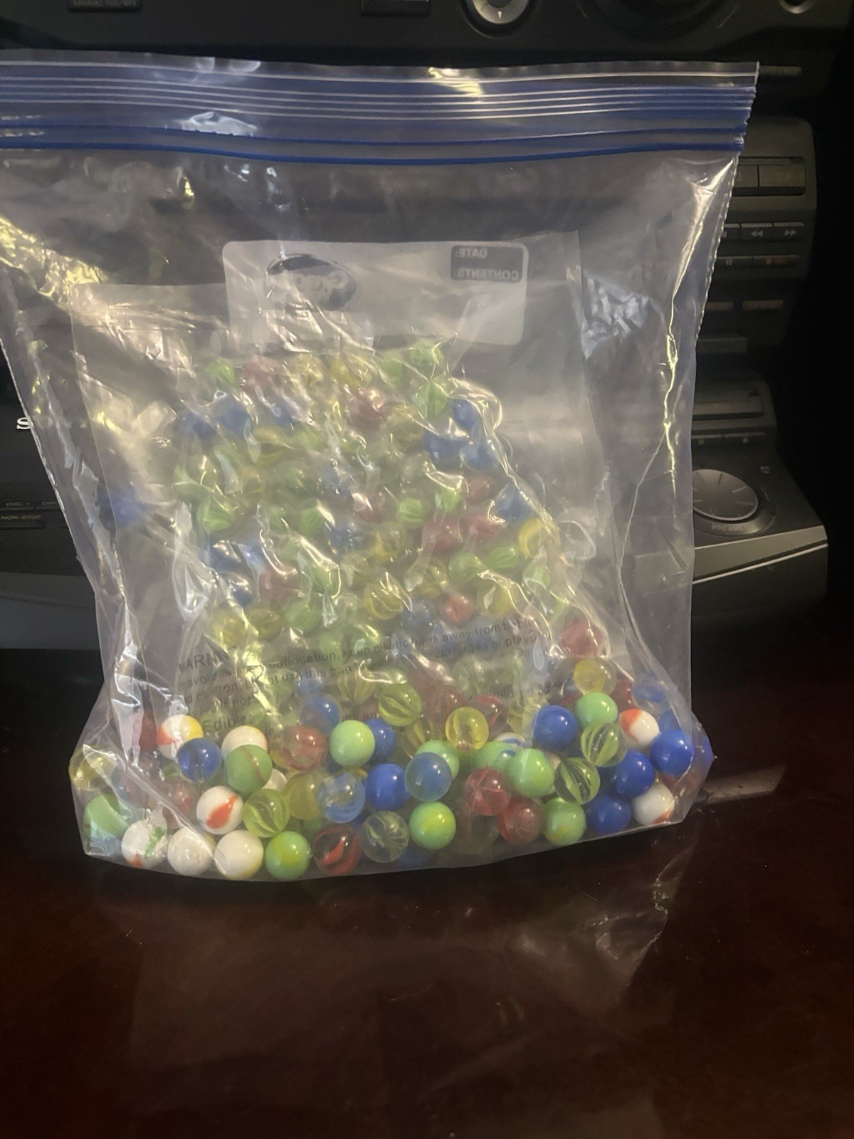 Mixed Lot Assorted Machine-Made Glass Toy Marbles, Various Colors, Bag