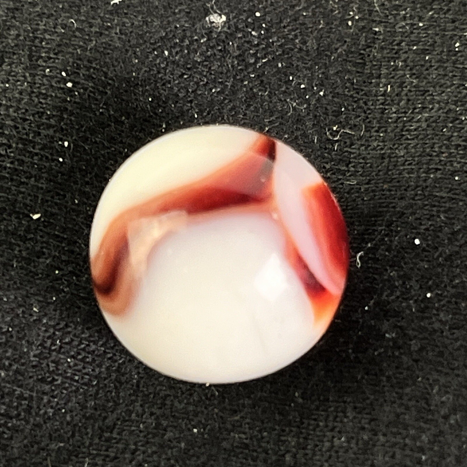 Vintage Akro Agate Peltier Art Swirl Glass Marble .61” White Brown Maroon