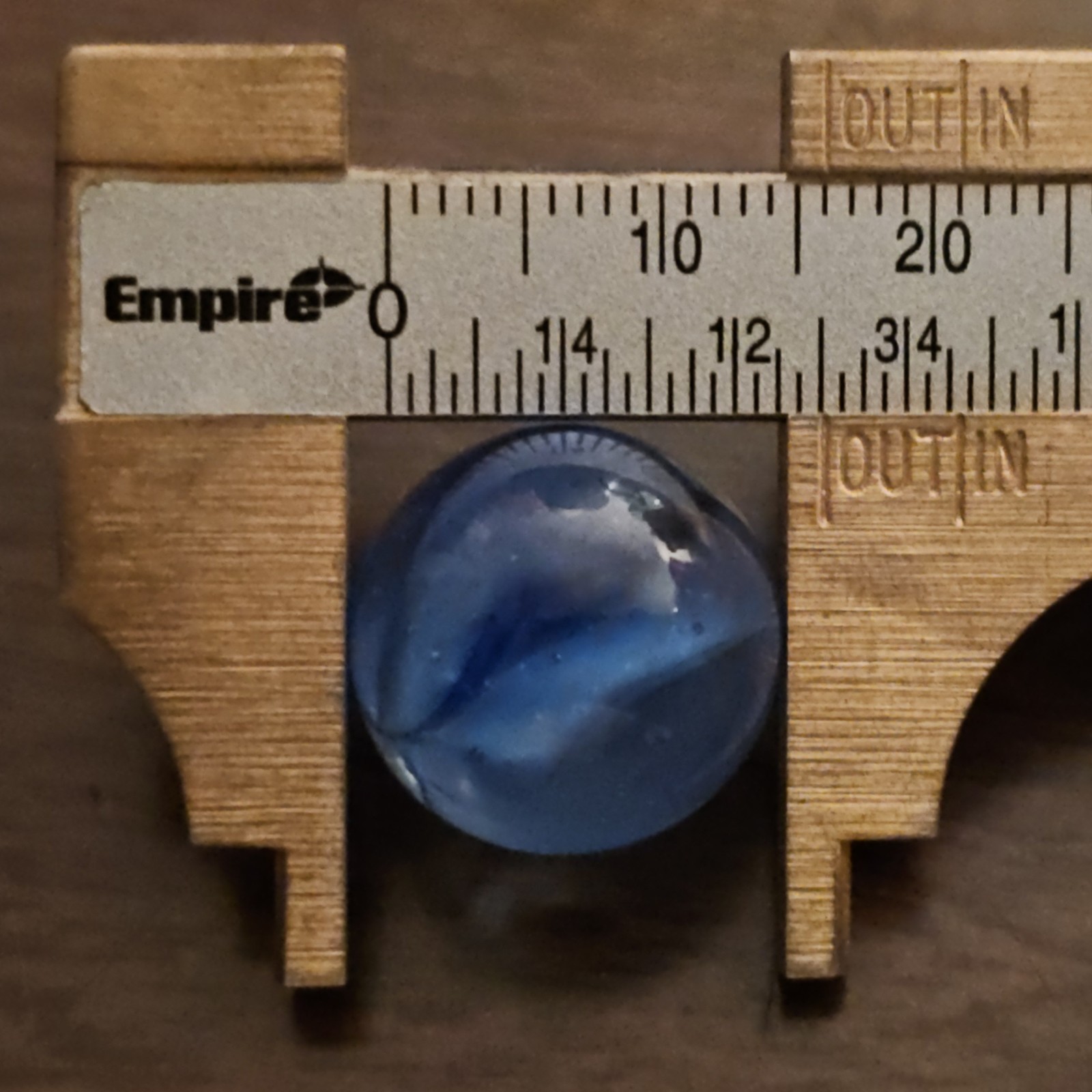 C E Bogard Blue Floppy 4-Lobe Cats Eye Clear .625 Glass Marble