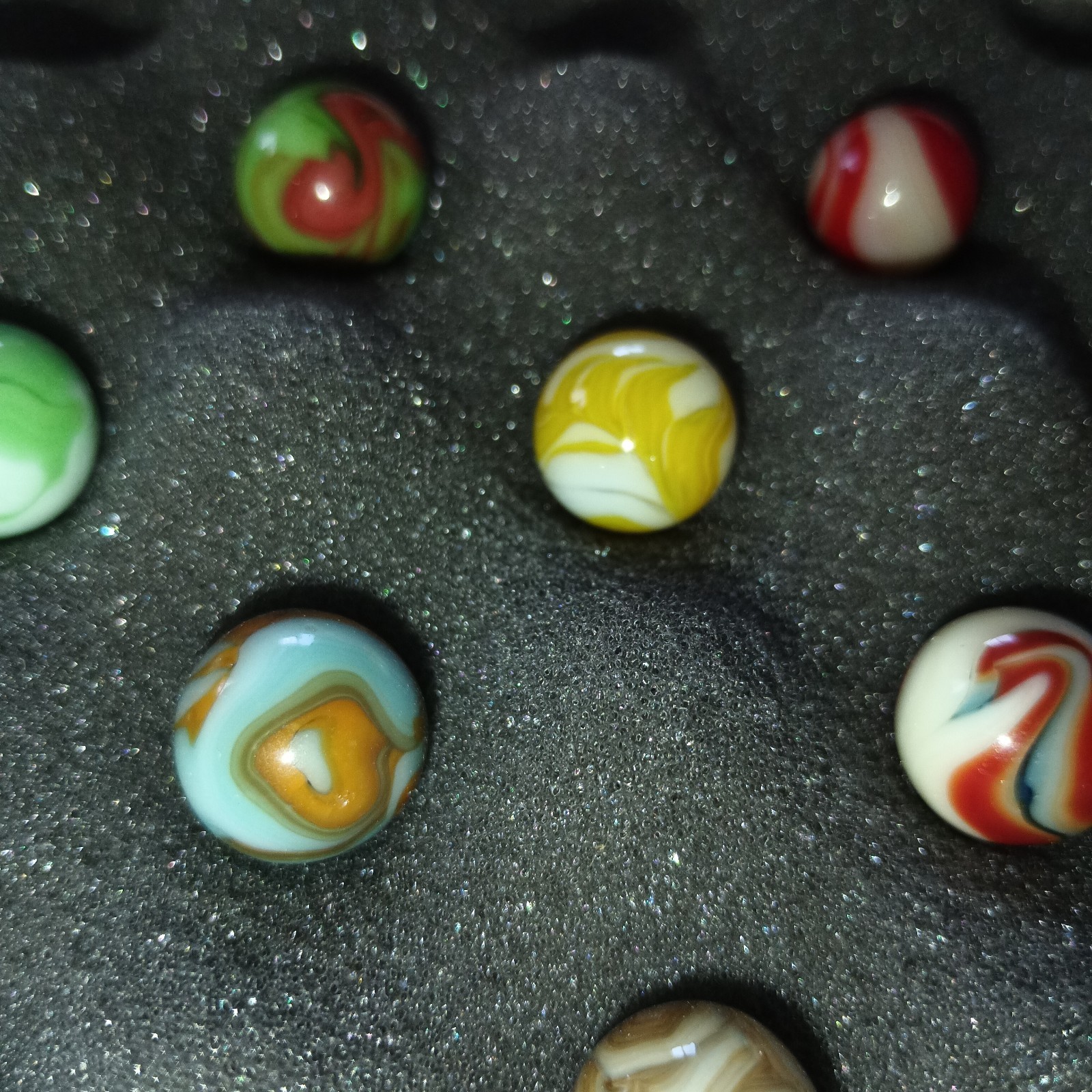 20 Collector Marbles In Display Case