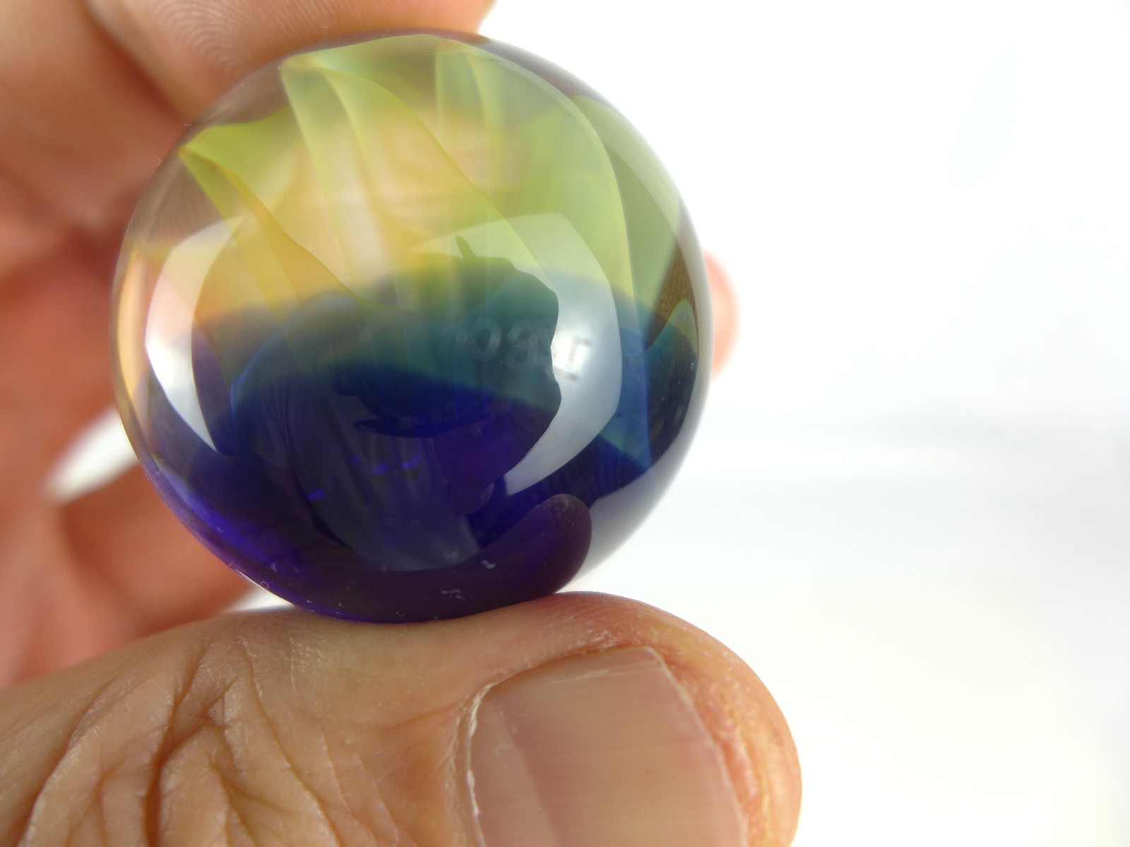 Rare John Bridges Psychedelic Waves Art Glass Marble 1.51″ JSB 2004