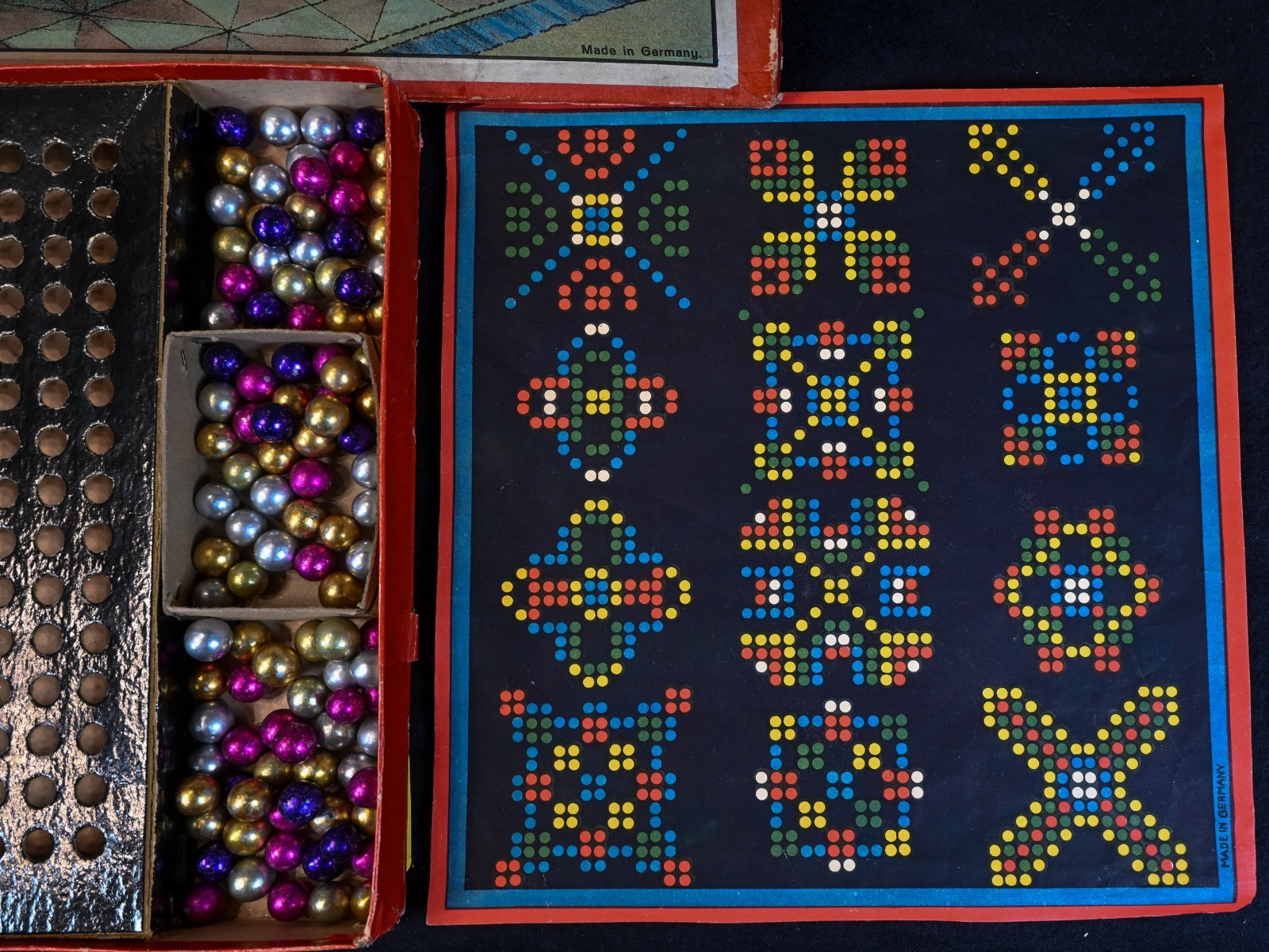 Nice Vintage Mosaic Marble Game, Germany, 1930’s, Numerous Nice Marbles, S1674