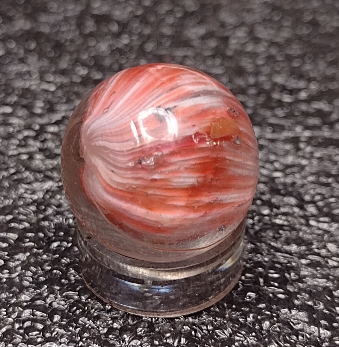 .70″ ✨☁️ SILVER MICA EOD Shrunken OnionSkin Swirl Antique Glass German Marbles