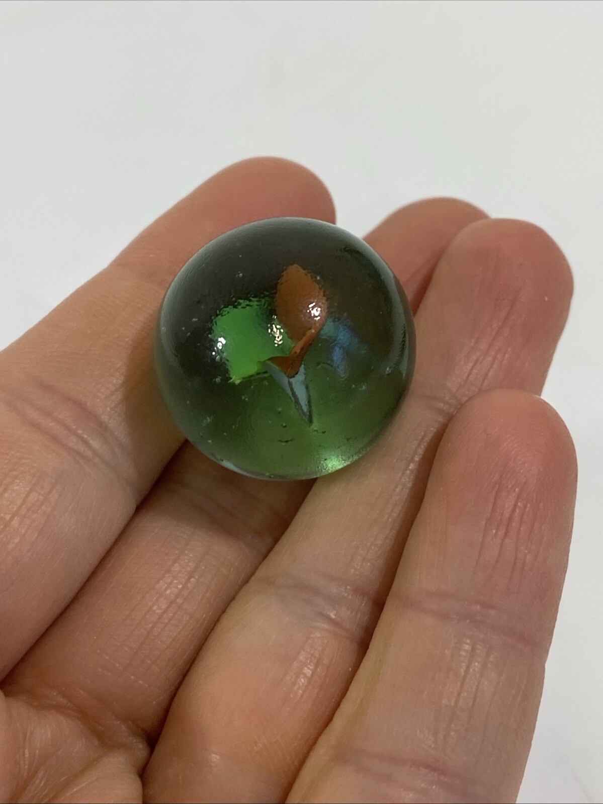 Large Vintage Lot (4) Handmade Breaker Marbles Blue Iridescent Cat Eye 1” Pontil