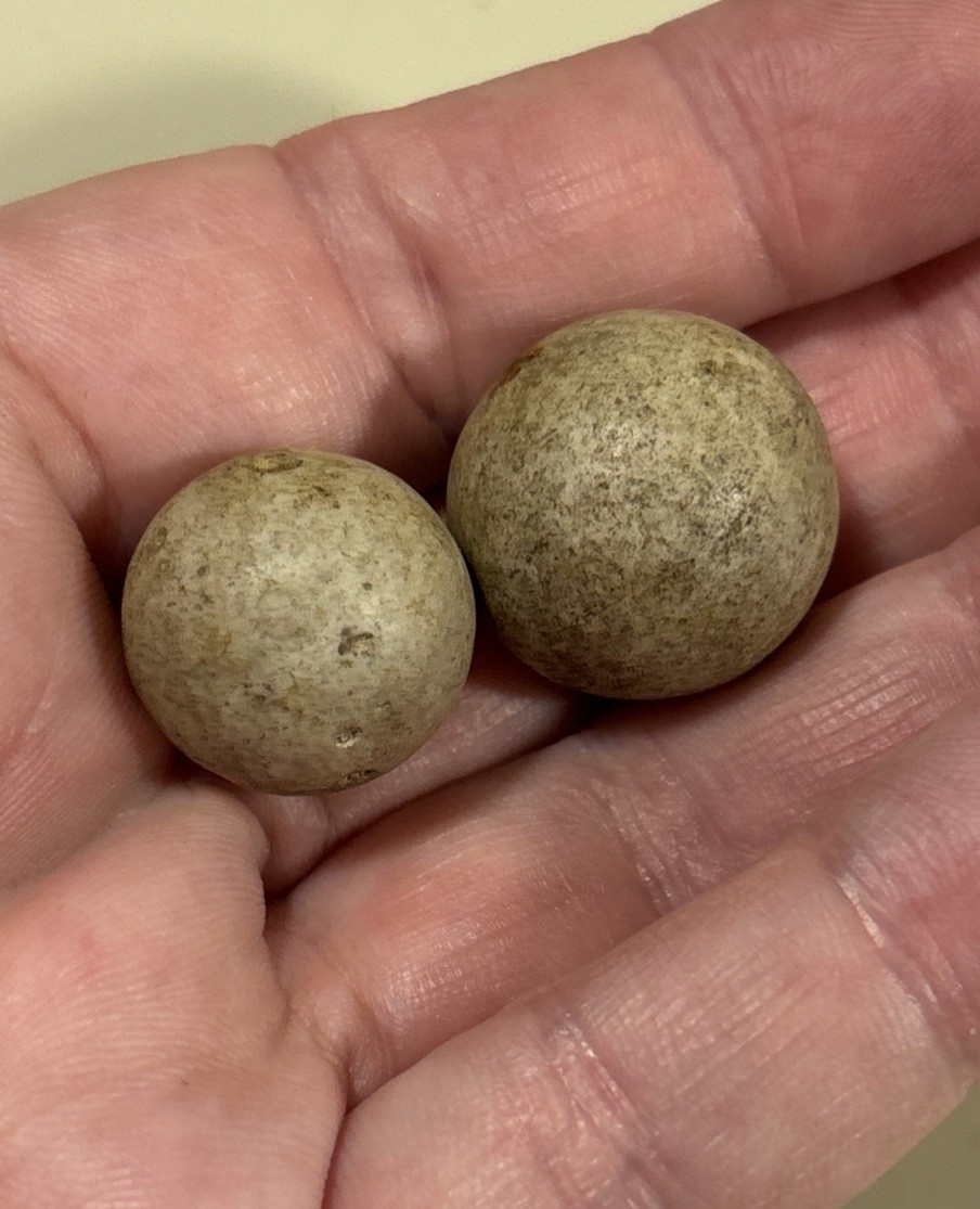Antique 19th Century French Clay Marbles Lot Of 2