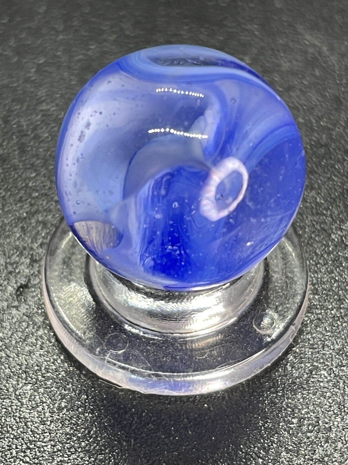 Blue Clear Base Snake Style Swirl Wirepull Alley Or Other Vintage Marbles 0.629”