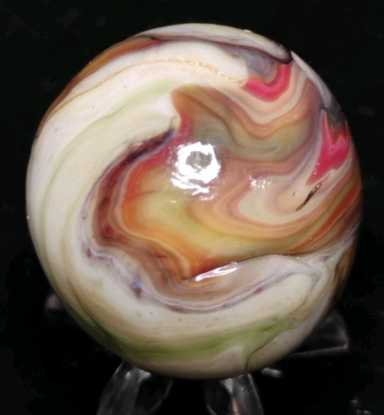 1.02″ UNIQUE JABO/D.A.S. MARBLES W/ GOLD LUTZ ROAD💥SWIRL TOYS NM+