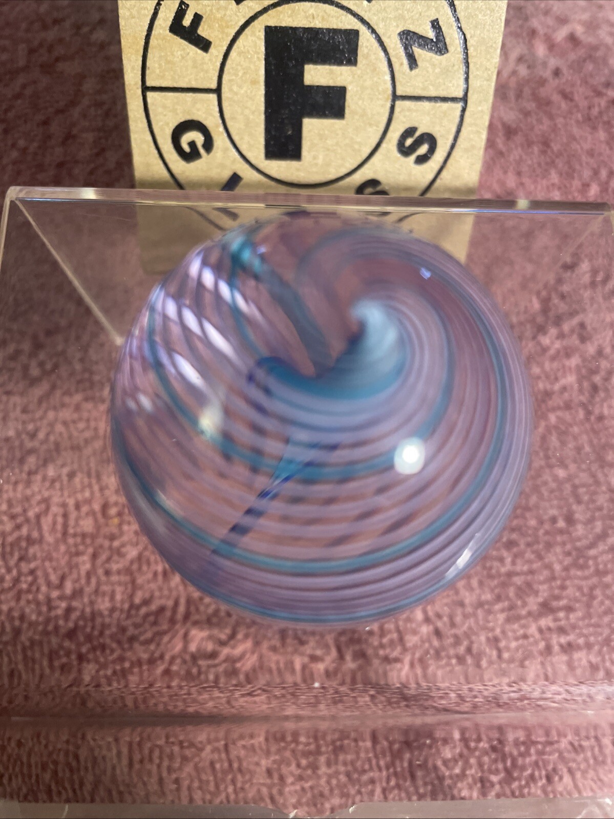 Chatham Glass Art Glass Signed Marble 1.5” Diameter 1998 Fritz Glass Box