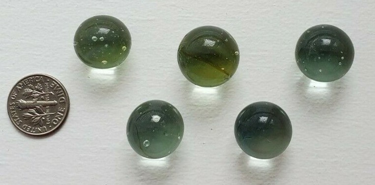 MINT 5 VINTAGE BEAUTIFUL CAT EYE CLEAR CLEARIE MARBLES FROM 1970S & 1980S