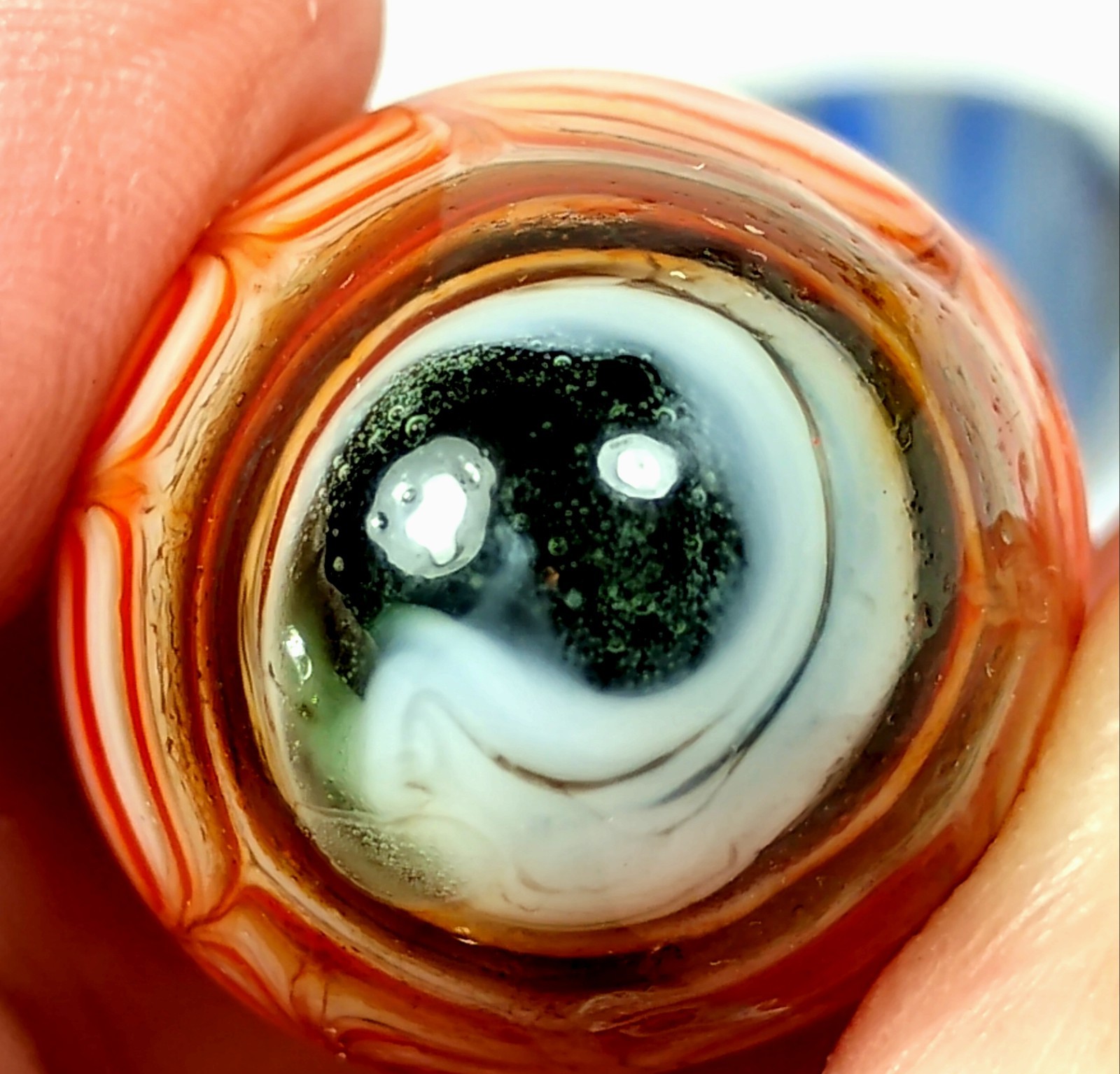 Stunning Swirl Eqq Shaped Marble Beautiful Colors Red White Orange Green Blue