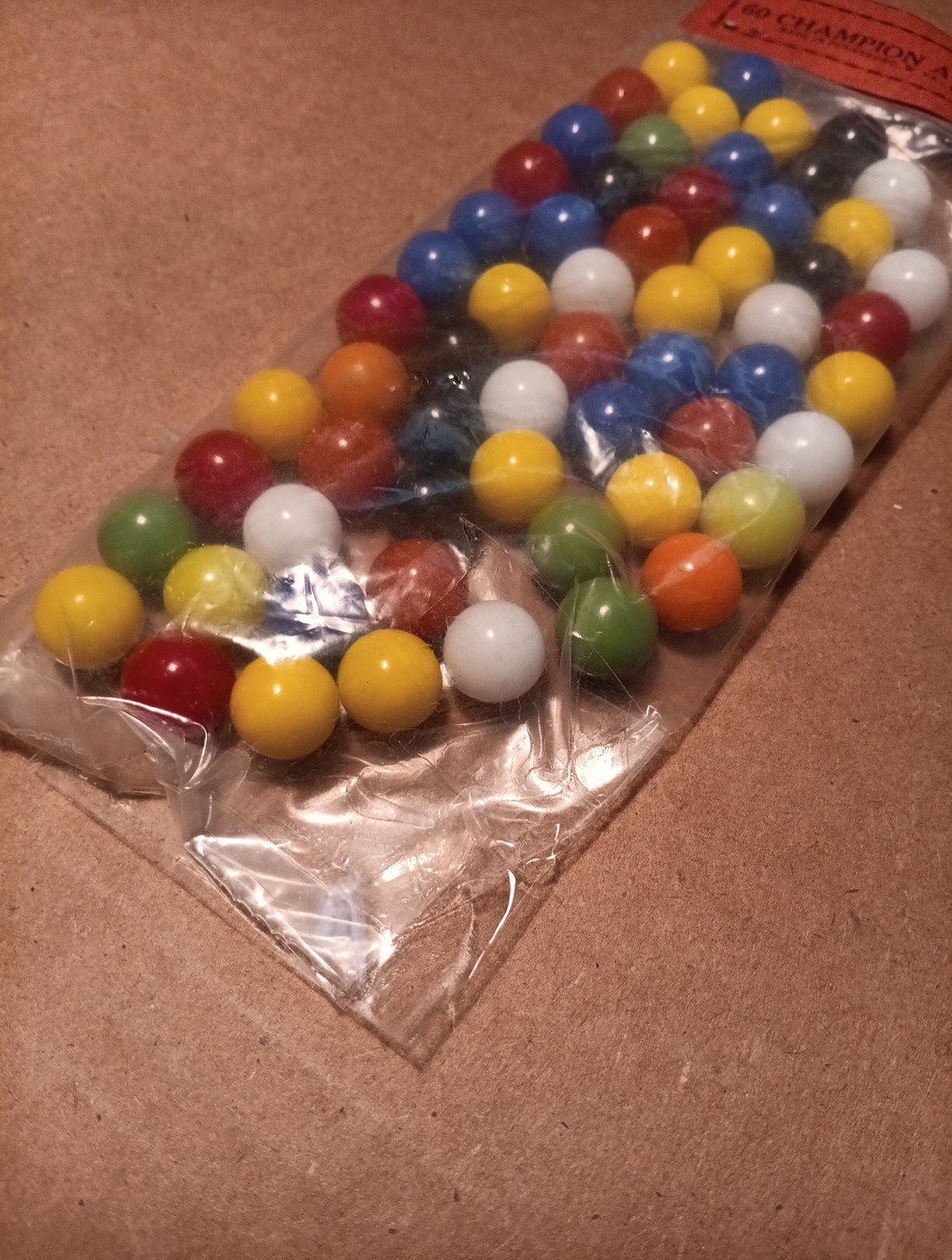 60 Champion Agate Marbles Made In Pennsboro W. Va. USA In Original Bag