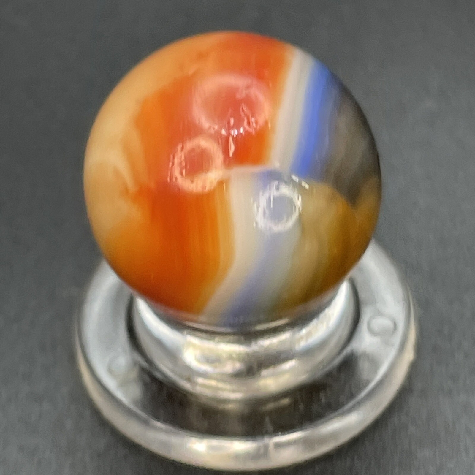 Blue Line Yellow Jacket Color Blended Vitro All Red Vintage Marbles 0.629”