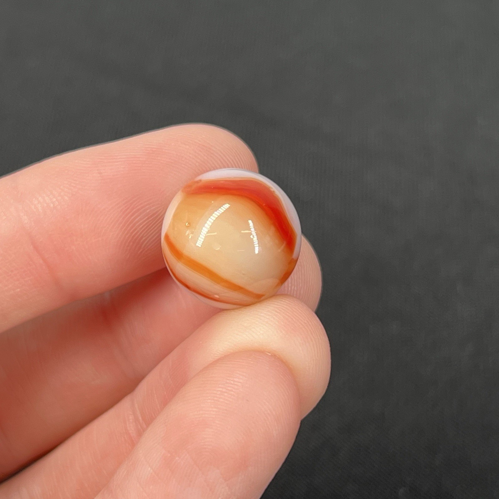 Vtg Glass Marble Christensen Akro Peltier Vitro .6” Cloudy Orange White
