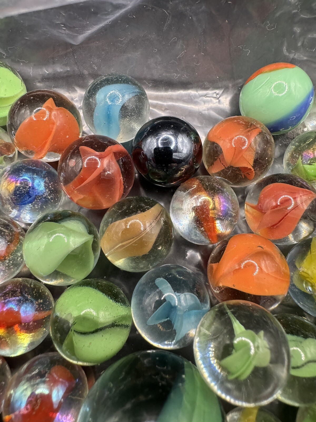 Lot of 80 Marbles. Mostly Swirl Design With A Few Unique Ones