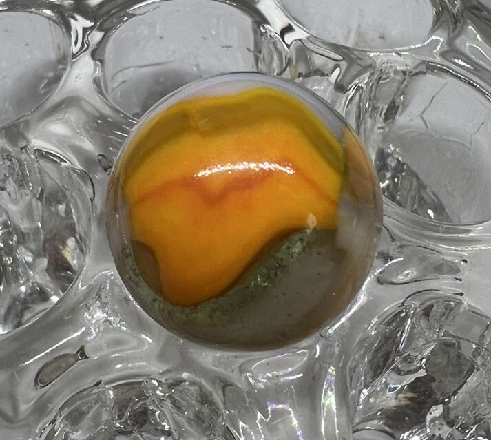 Vintage Marble Transparent Base Yellow Orange White A+ Peltier? Kokomo? Vitro?