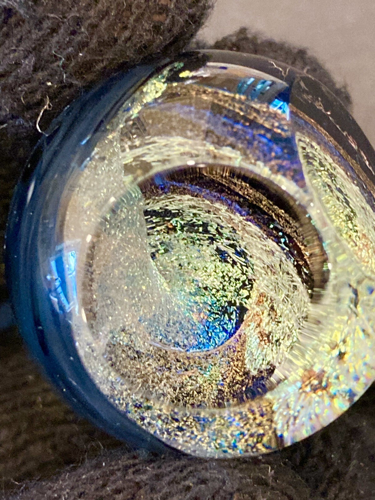 Glass Boro Marble Hand Made Art Rainbow Dichro Swirl Marble Art Sculpture