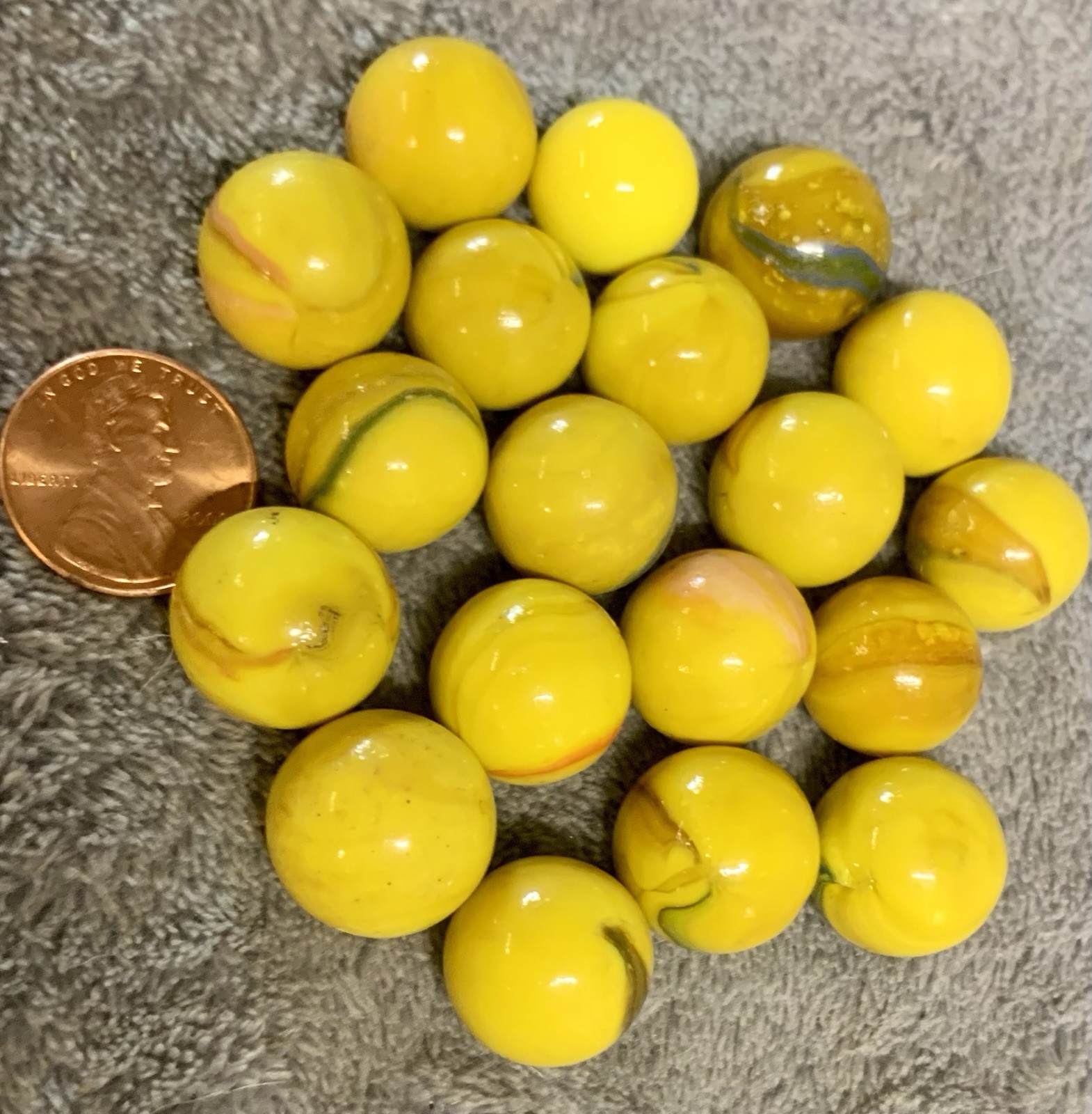 Dark Yellow Opaque Swirl Toy Marble Lot