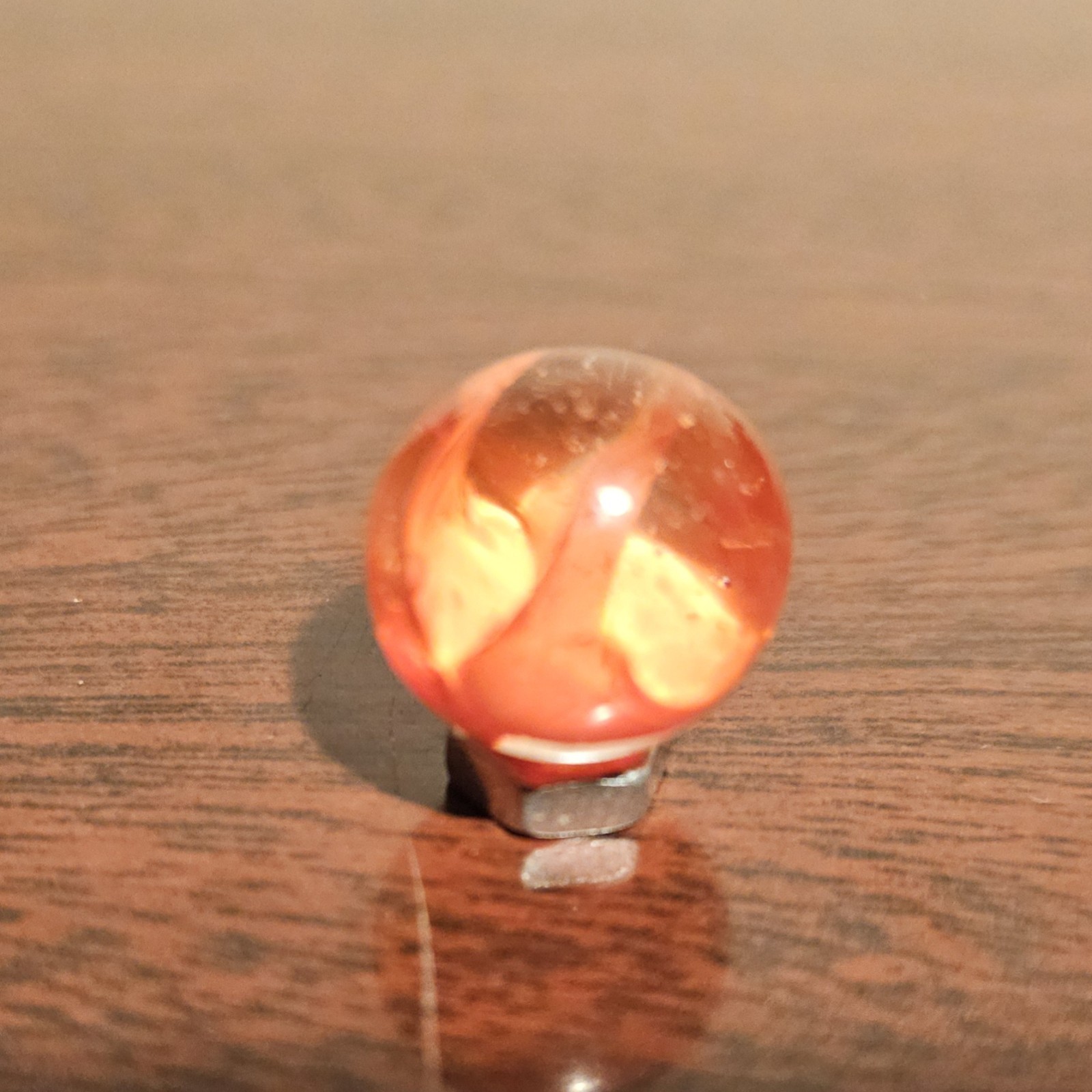 Vintage CE Bogard Orange Floppy 4-Lobe .625″ Glass Marble