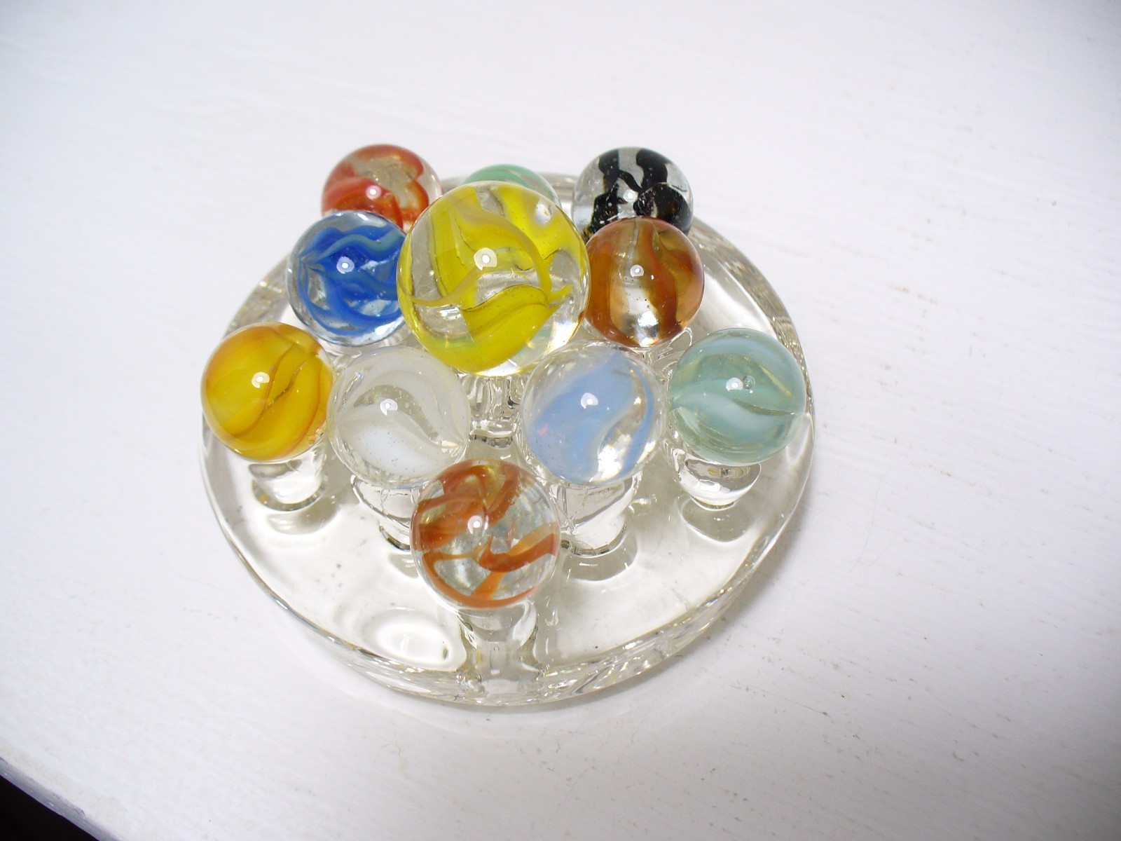 #969 Vintage Vitro Agate Cats Eye Marbles 11 pcs. 1 shooter and 10 regular