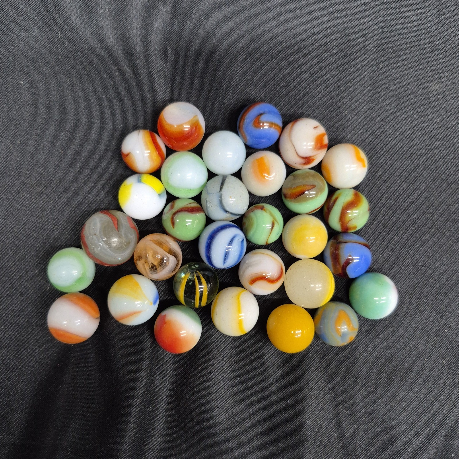 Lot 30 Vintage Marbles Glass Akro Vitro Peltier Marble King Swirl Patch VG USA