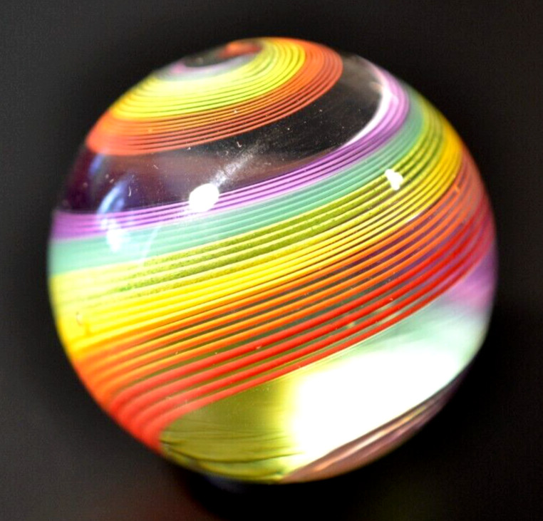 JOHN GIBBONS GLASS MARBLE/1.828″-SIMPLY A RAINBOW SET-BRICK,ORANGE,GREEN LUTZ,YL
