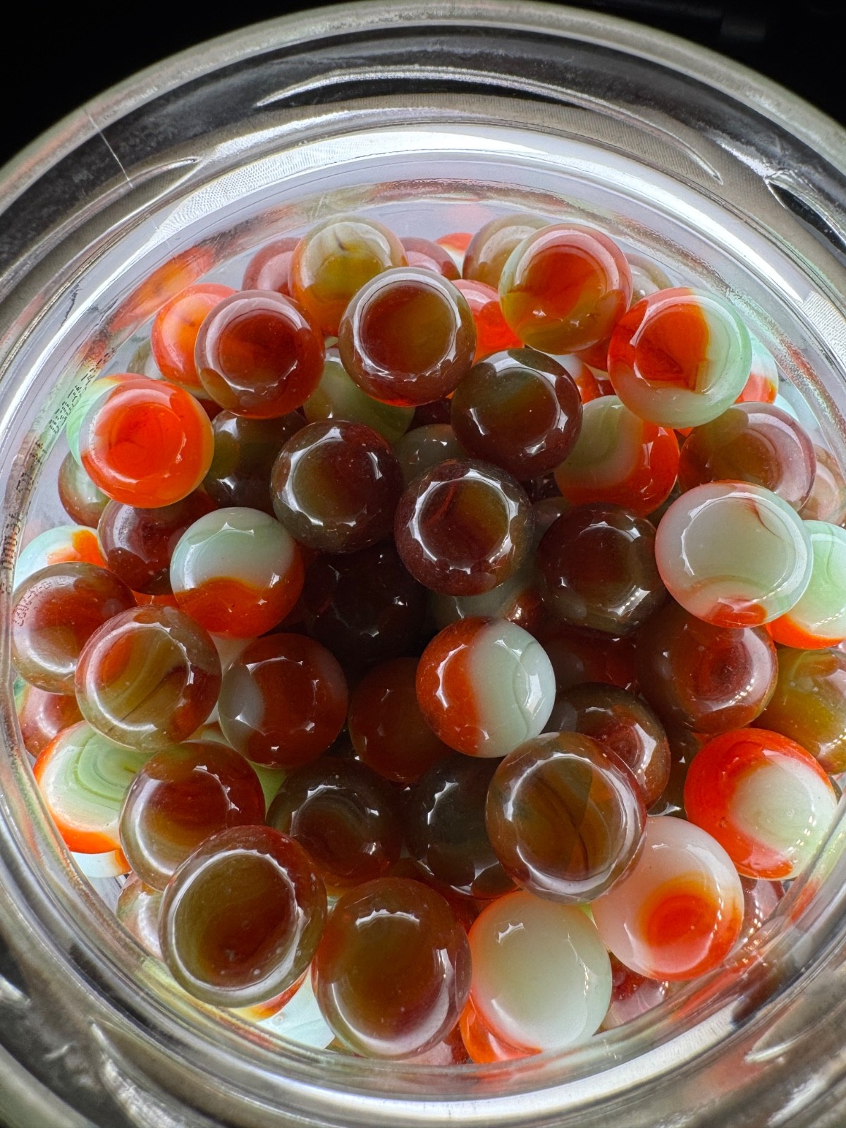 10x 5/8″ Jabo Classics Marbles Lot Mint Green, Red, Brown UV Reactive