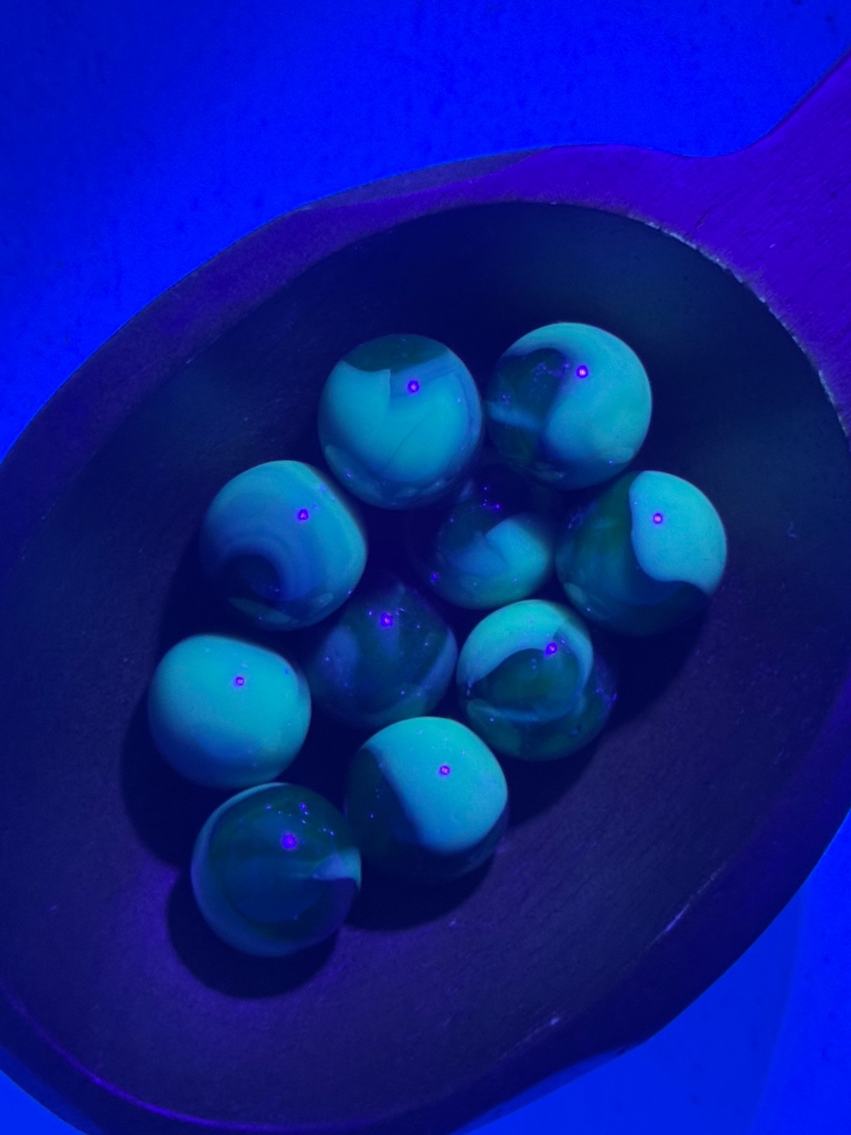 10x 5/8″ Jabo Classics Marbles Lot Pink, Green UV Reactive