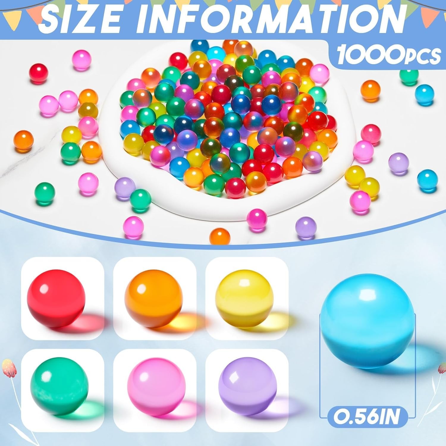 1000-Piece Bright Glass Marbles Set for Kids Game