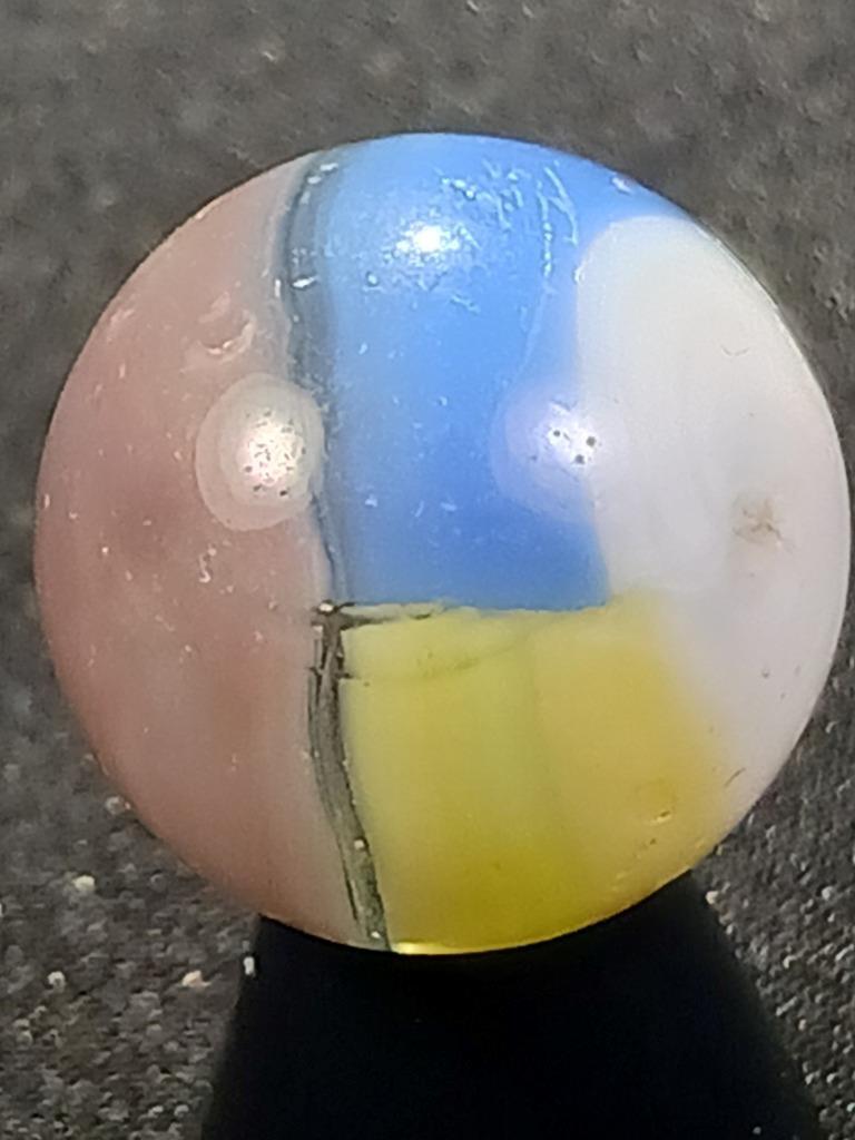 Vitro Agate .58″ Lavender Yellow Blue Tiger Eye Good Cond. Serious Marble A446