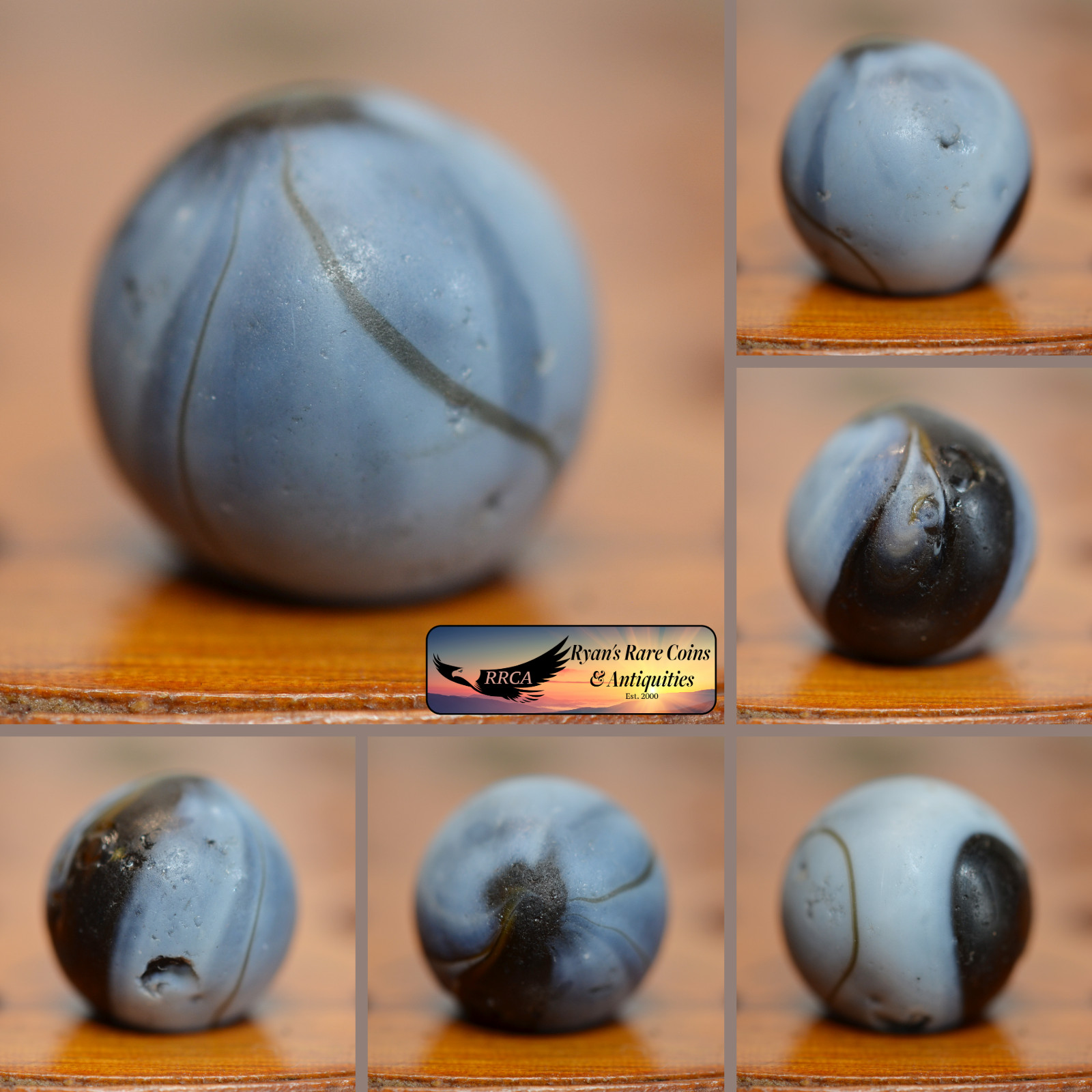 Handmade Slag Marble, 11/16 in, Single Pontil Type, Good+, 1860-1920, S1553
