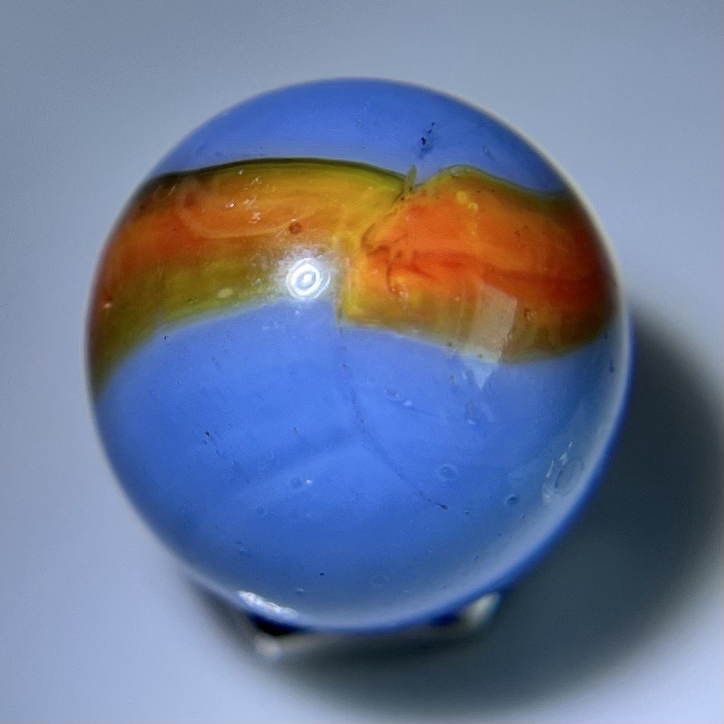 🧡 Vintage Marbles Patch Marble Akro Peltier Kokomo w Horsehair Marble Near Mint