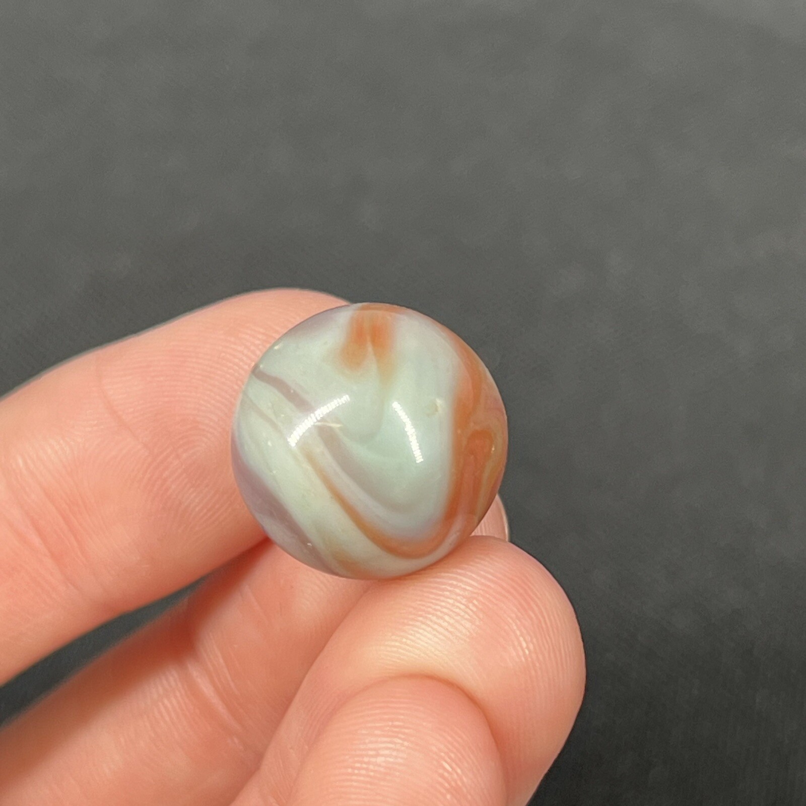 Vintage Agate Christensen Peltier Art Glass Swirl Marble .6” Muddy Green