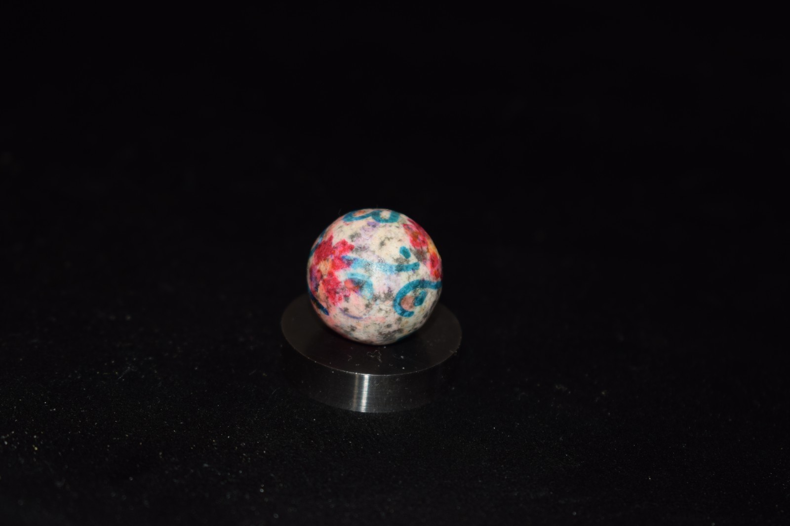🧐👉Antique hand painted, multi-color glazed clay collector’s🌺art marble .750″