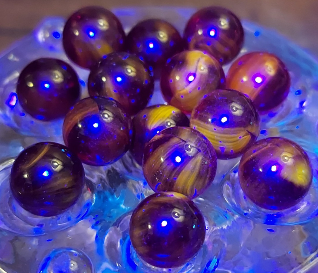 MINI Size – Cadmium Red Marbles UV Reactive Ruby Cherry Translucent Lot 15 Ghost