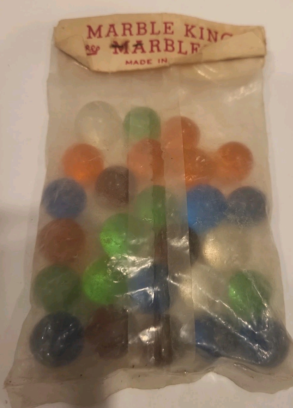 Vintage Marble King Marble Set Suede Pouch 3 Swirls 1960s Original Package Glass