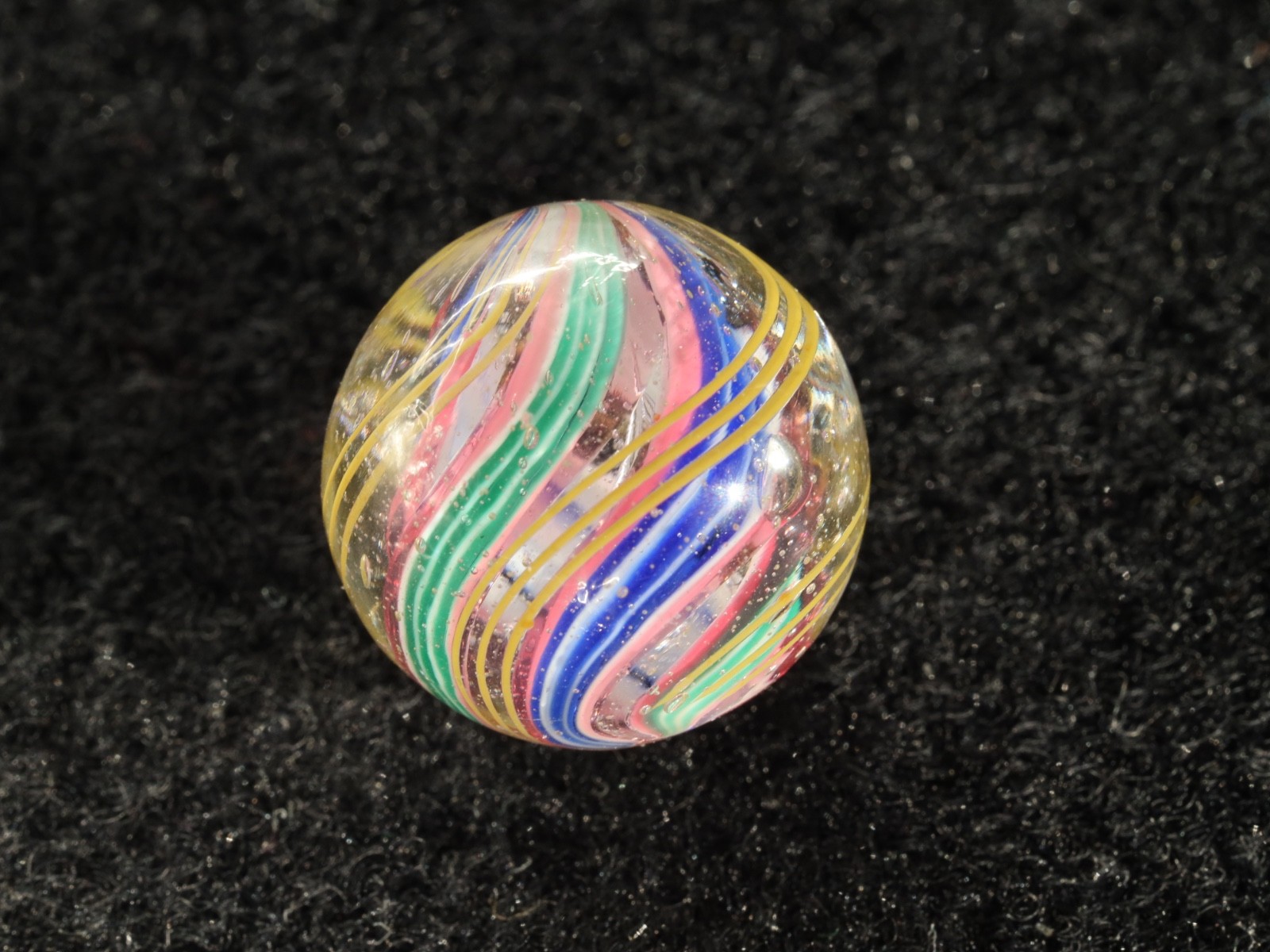 Antique German Divided Core Blue Green Pink Handmade Marble .64″ M Condition