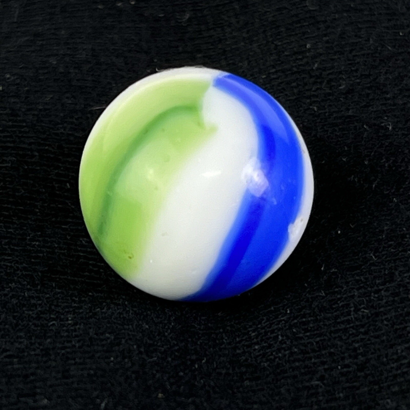 Vintage Akro Agate Peltier Art Swirl Glass Marble .62” White Blue Green Yellow