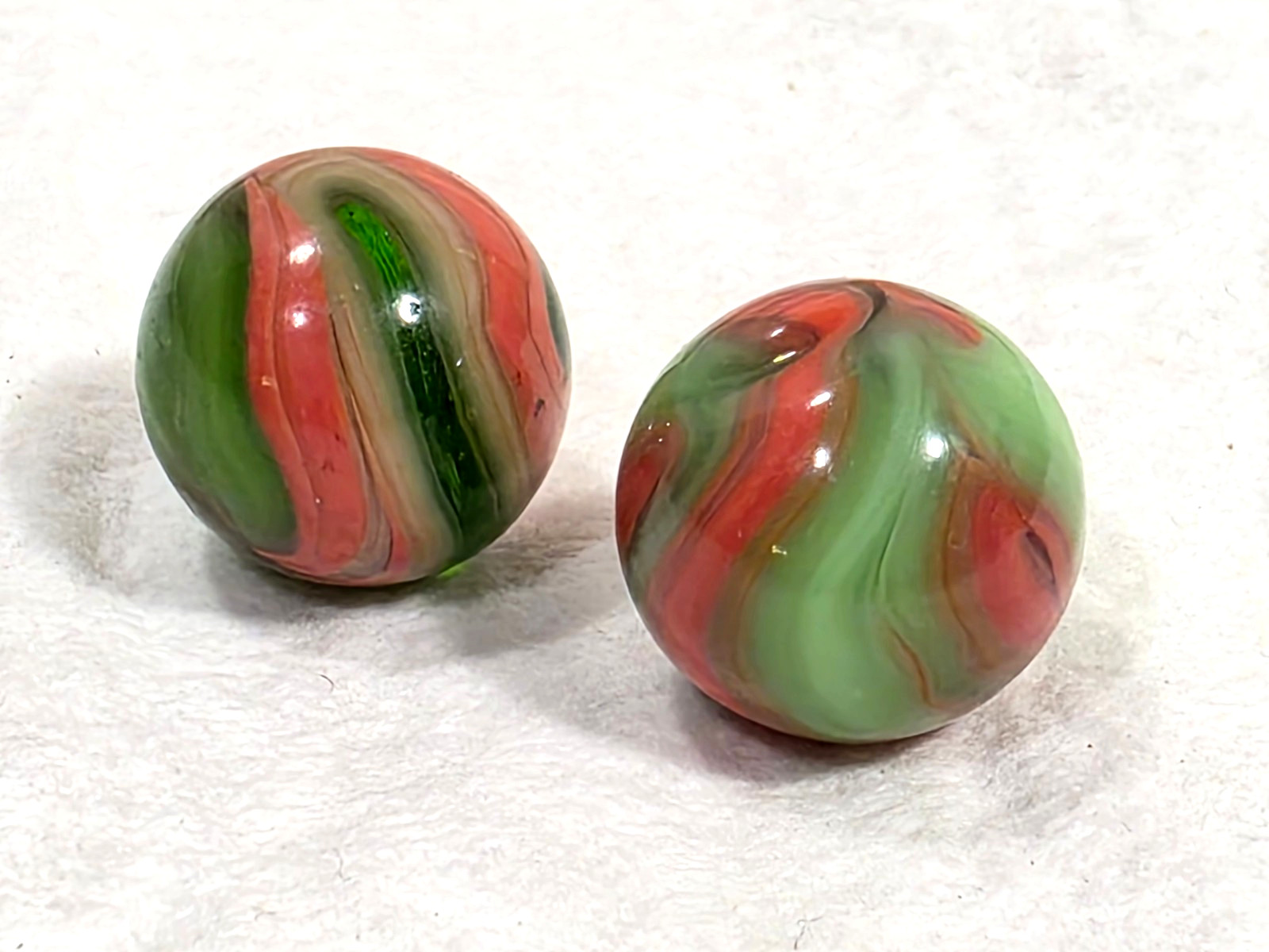 Vintage Alley Agate Watermelon Green Pink Coral Marble West Virginia Swirl LOT