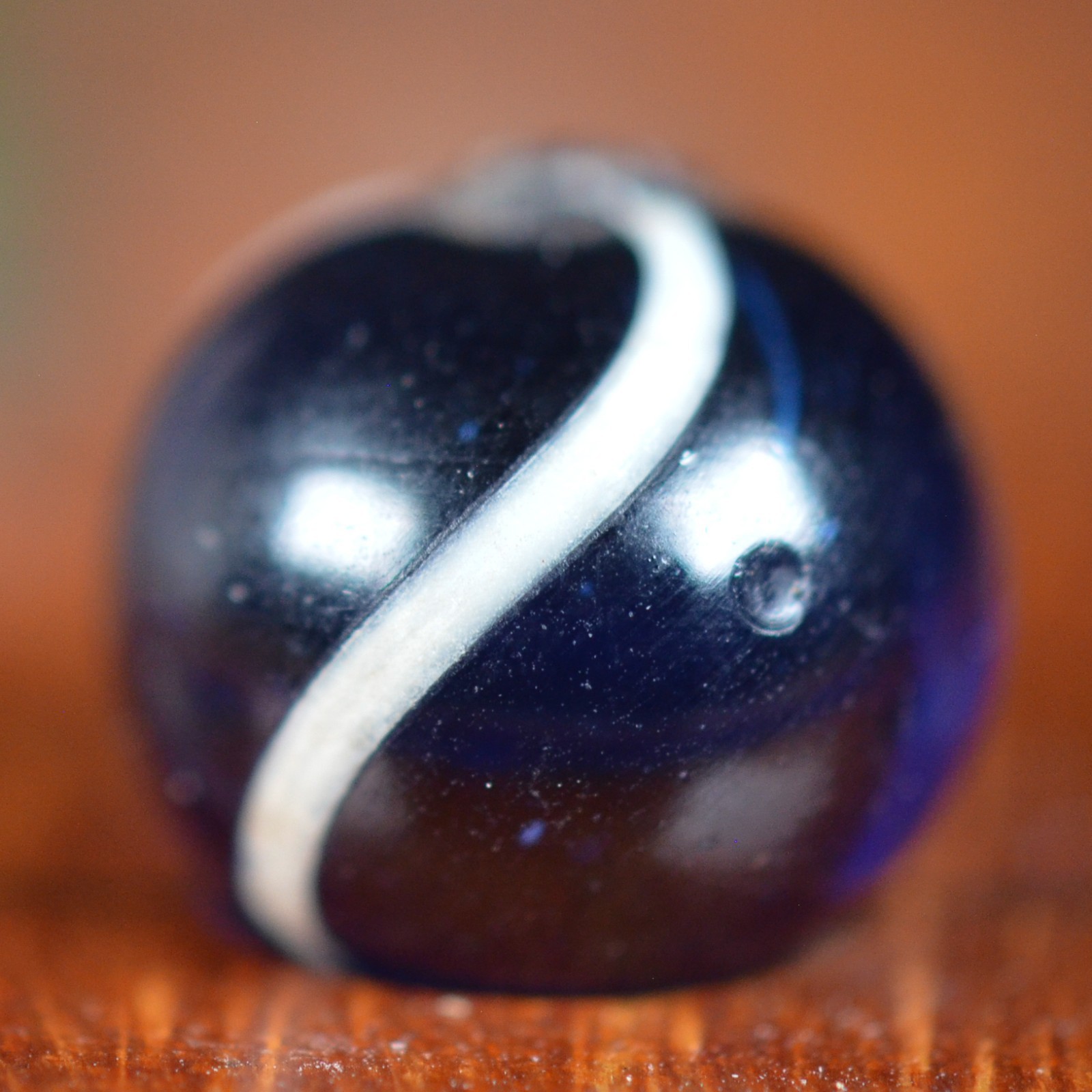 Handmade Banded Swirl, Banded Clearie Marble, 0.5 inch, Peewee, Near Mint+ S1606