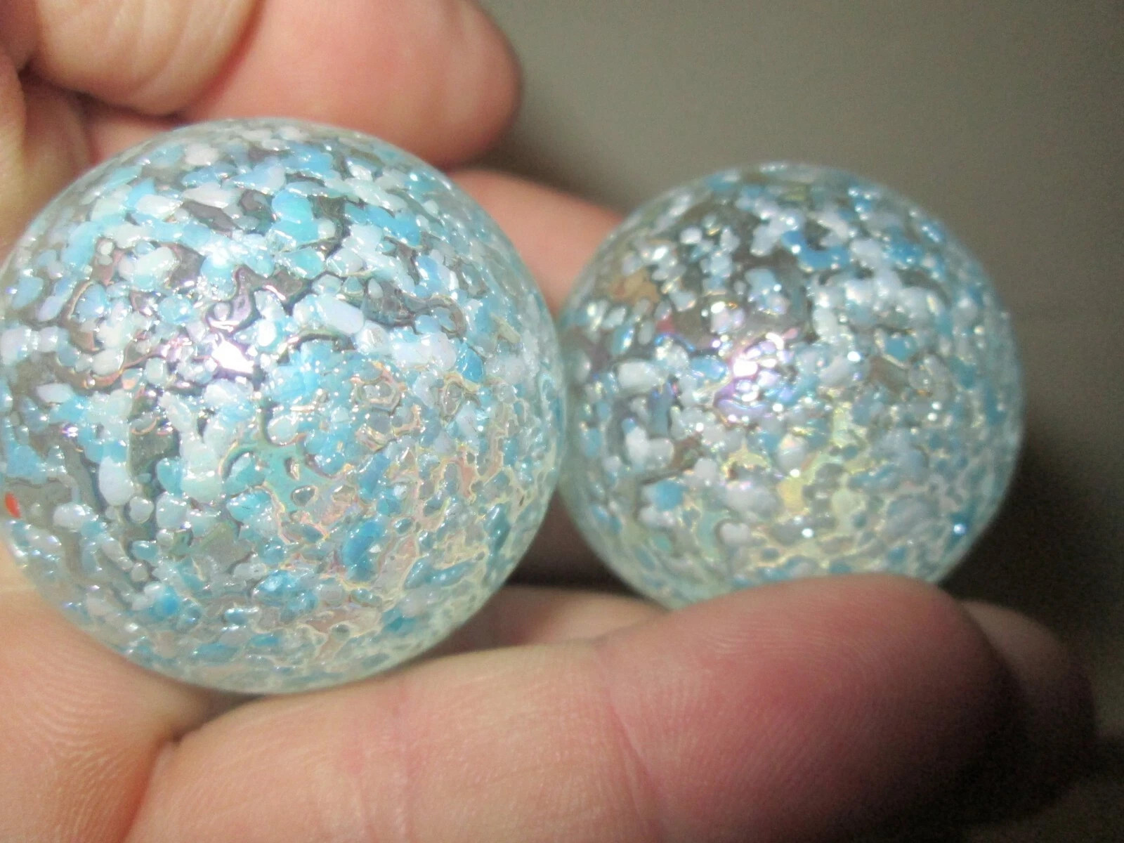 2 MAMMOTH 1 3/8 INCH 35MM SNOWFLAKE BY MEGA MARBLES