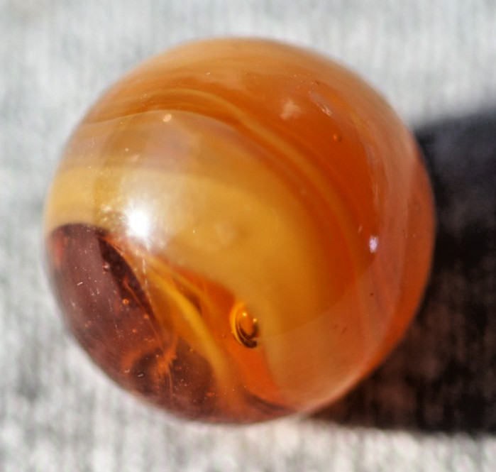 M.F. Christensen Amber Slag Toy Marble, 3/4″ Crease Pontil #350