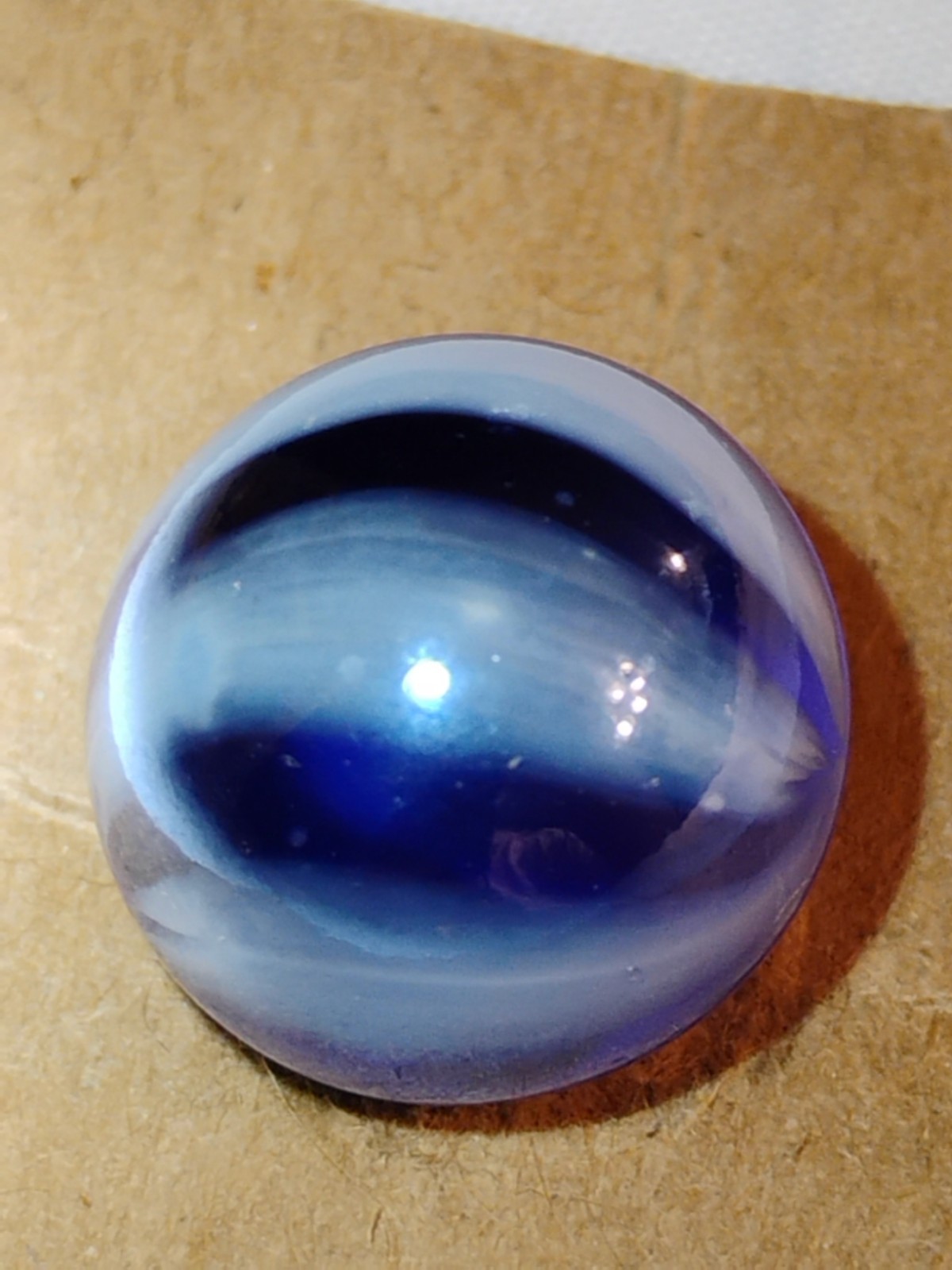 Vintage Vitro Alley Agate Asian Bomber Blue & White Banded Translucent Marble ?
