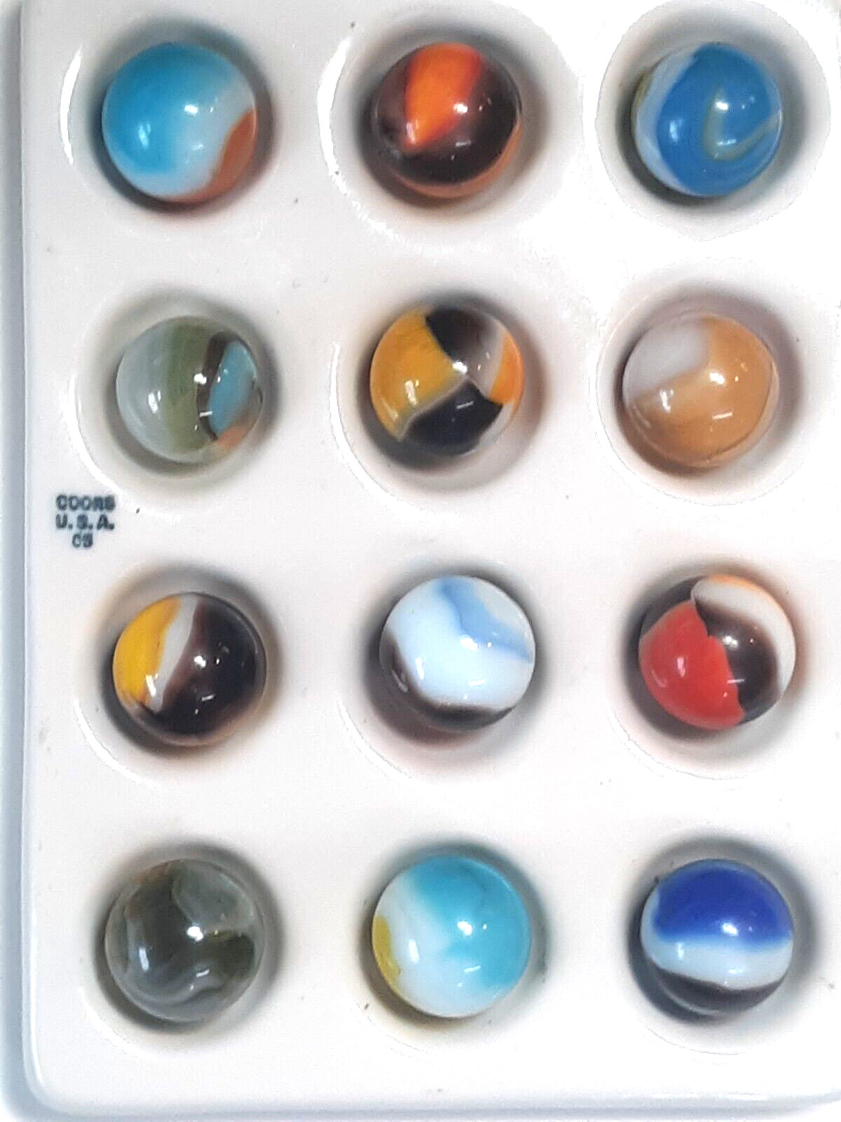 Twelve Wet Mint Vintage Vitro Agate Patches, Collector Marbles #6