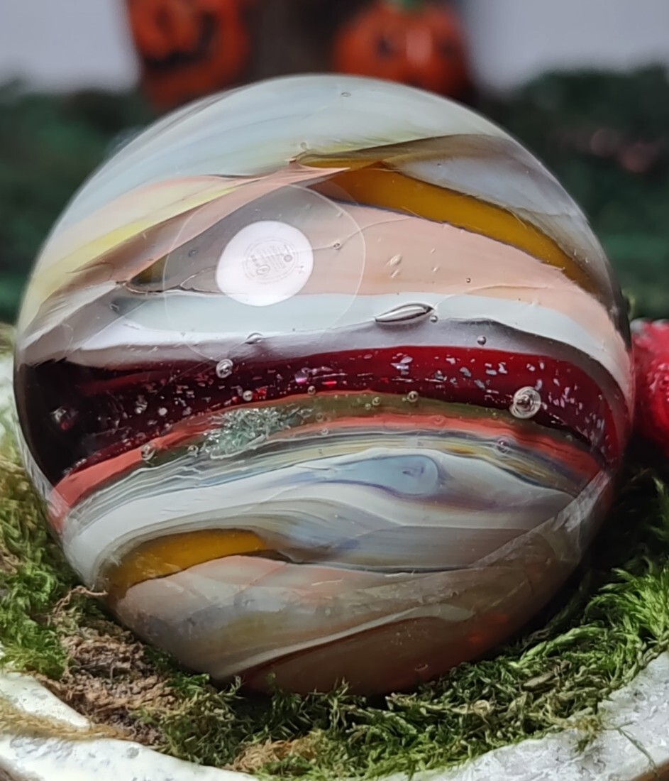 1.31″ LG Multi-Color SPIRAL✨🐚 Swirl Contemporary Studio Art Glass Marbles READ