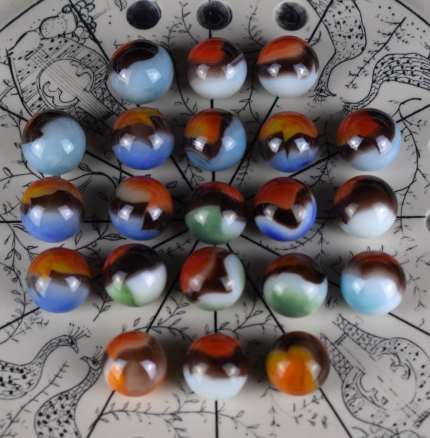 Lot of x21 Vintage Vitro Agate Black Line All Red Marbles (Very Good/ Near Mint)